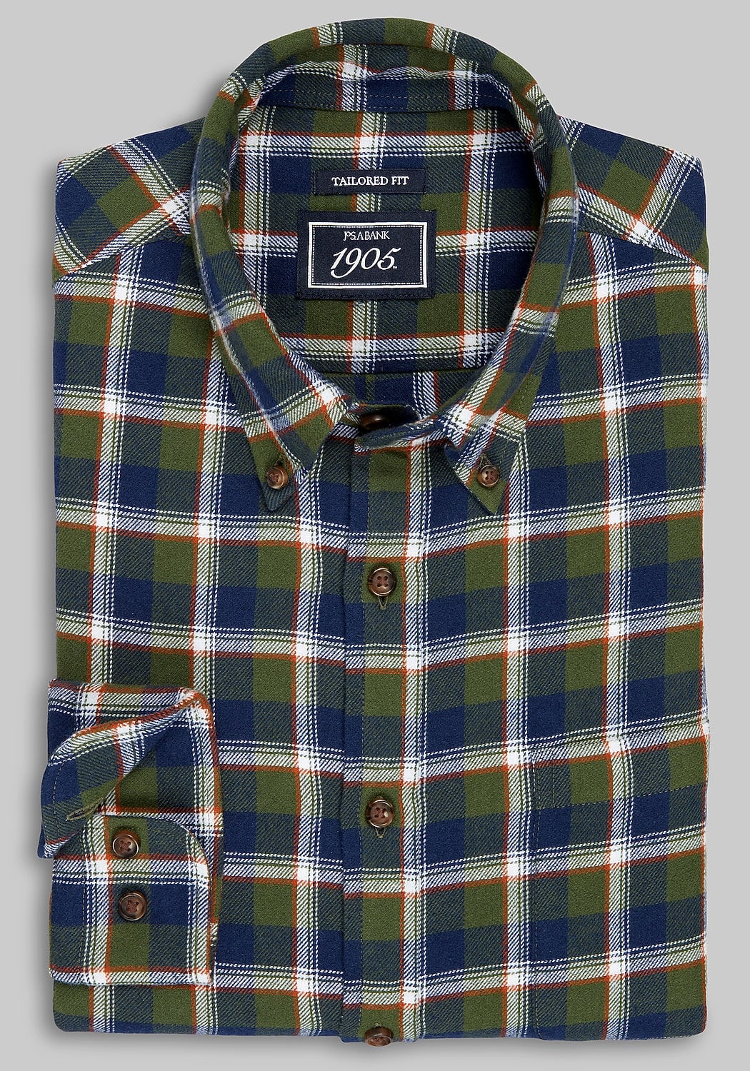 1905 Collection Tailored Fit Large Check Flannel Sportshirt
