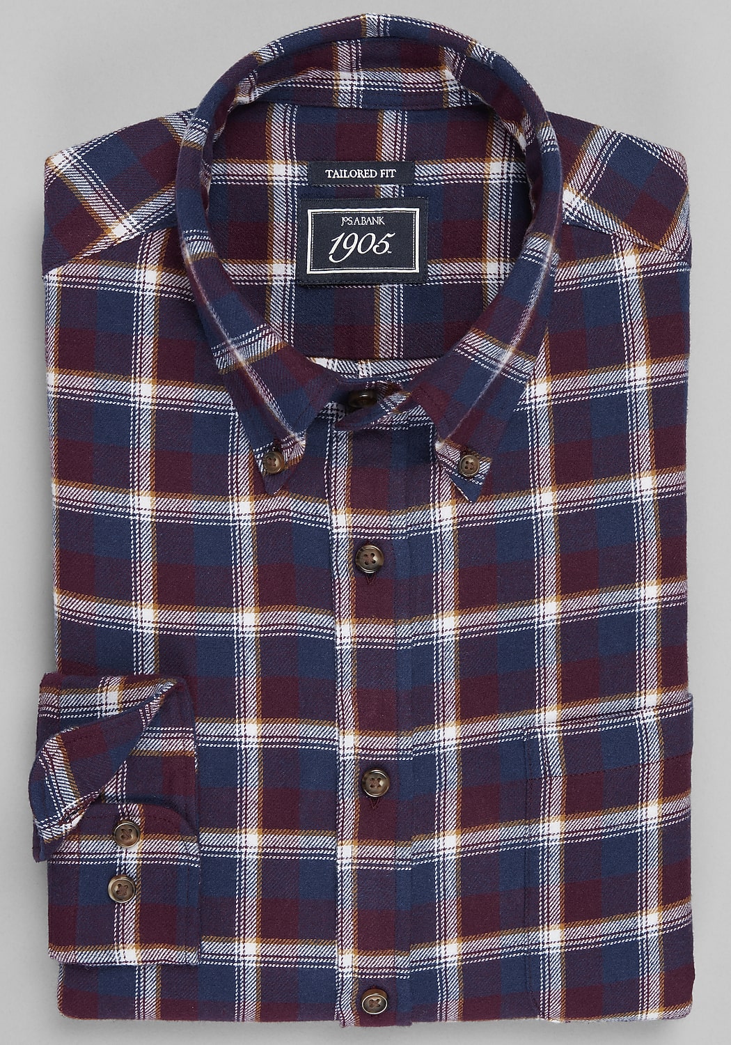 1905 Collection Tailored Fit Large Check Flannel Sportshirt