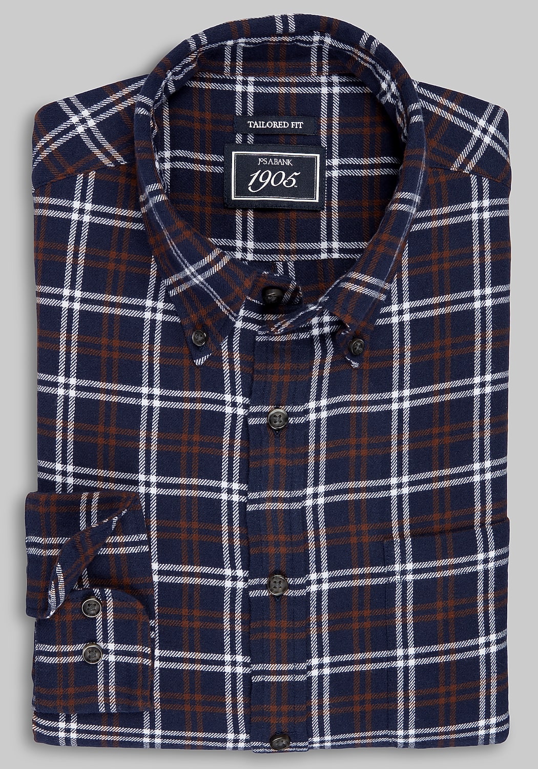 1905 Collection Tailored Fit Large Check Flannel Sportshirt