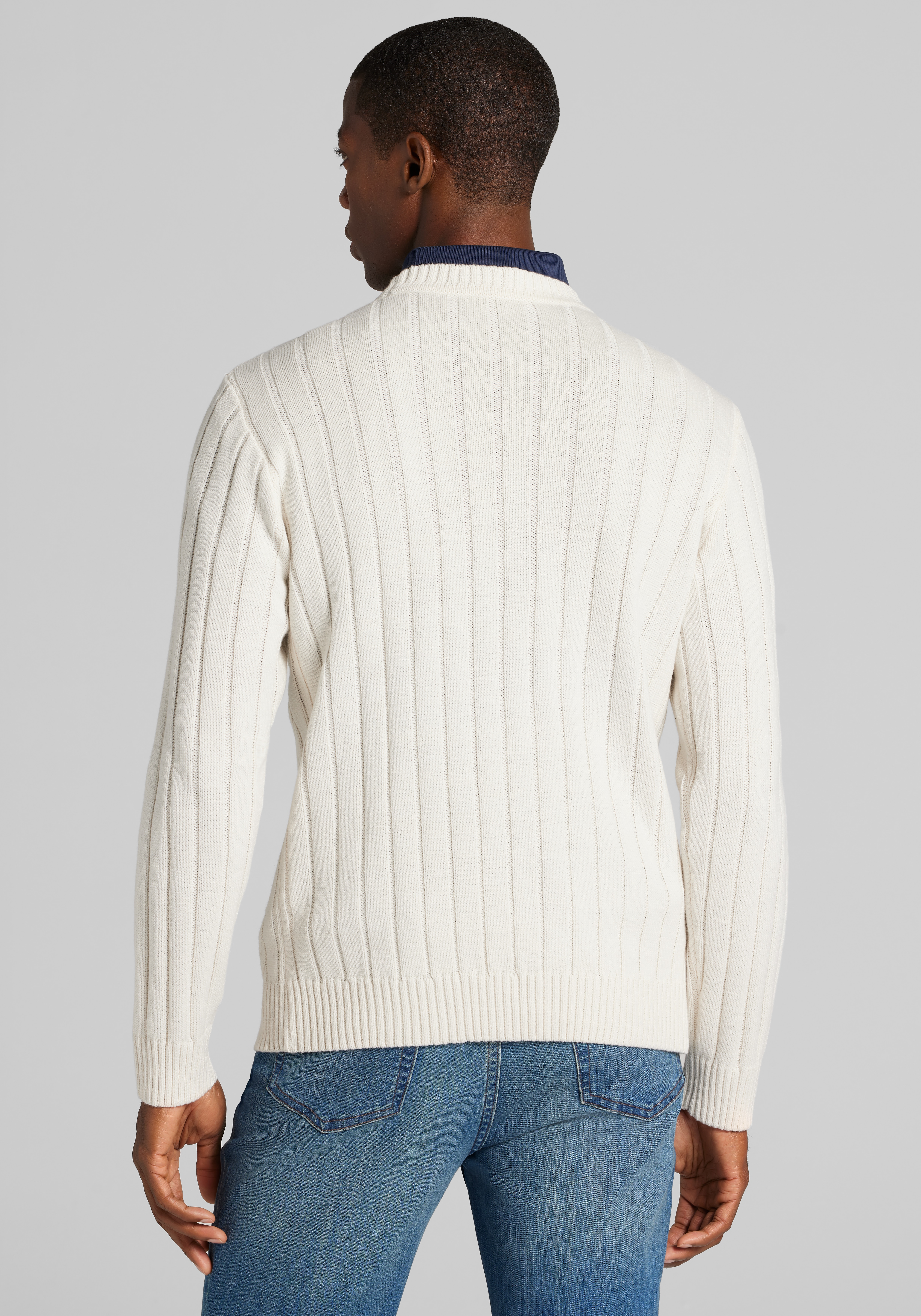 1905 Collection Tailored Fit Cable Knit Crew Neck Sweater CLEARANCE