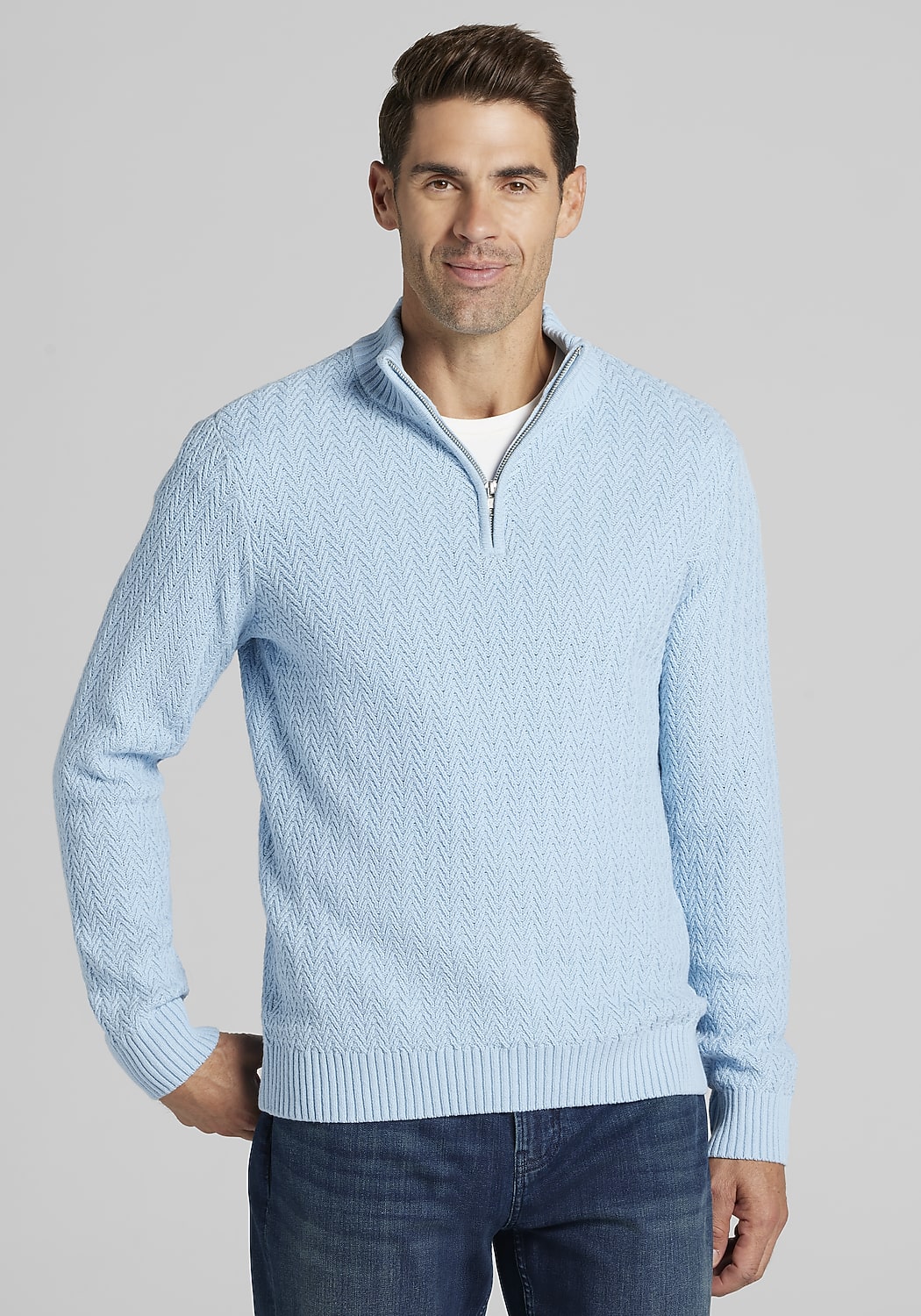 1905 Collection Tailored Fit Textured 1/4 Zip Sweater - Big & Tall