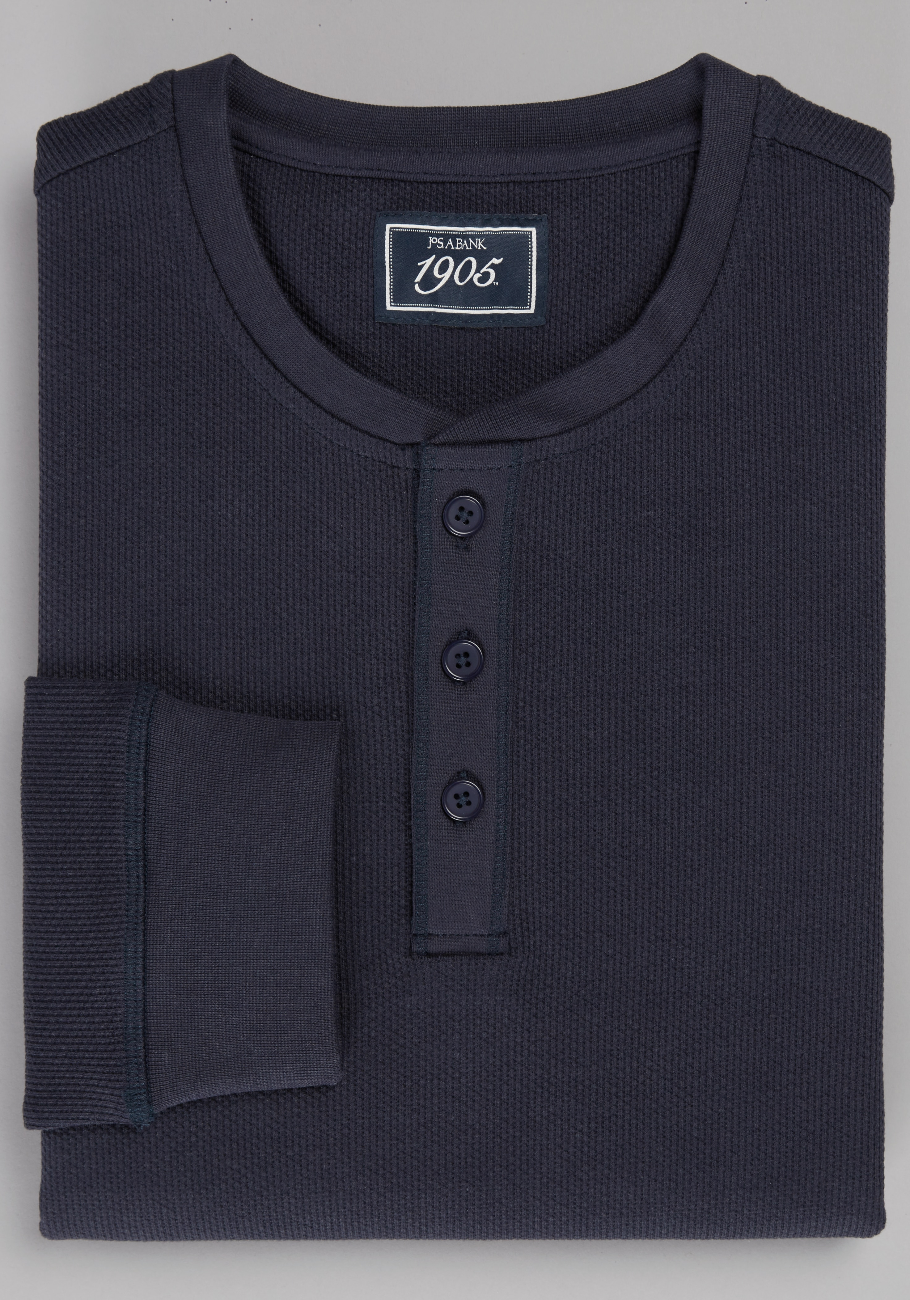 Men's Casual Tops, 1905 Collection Tailored Fit Waffle Knit Henley - Jos A Bank