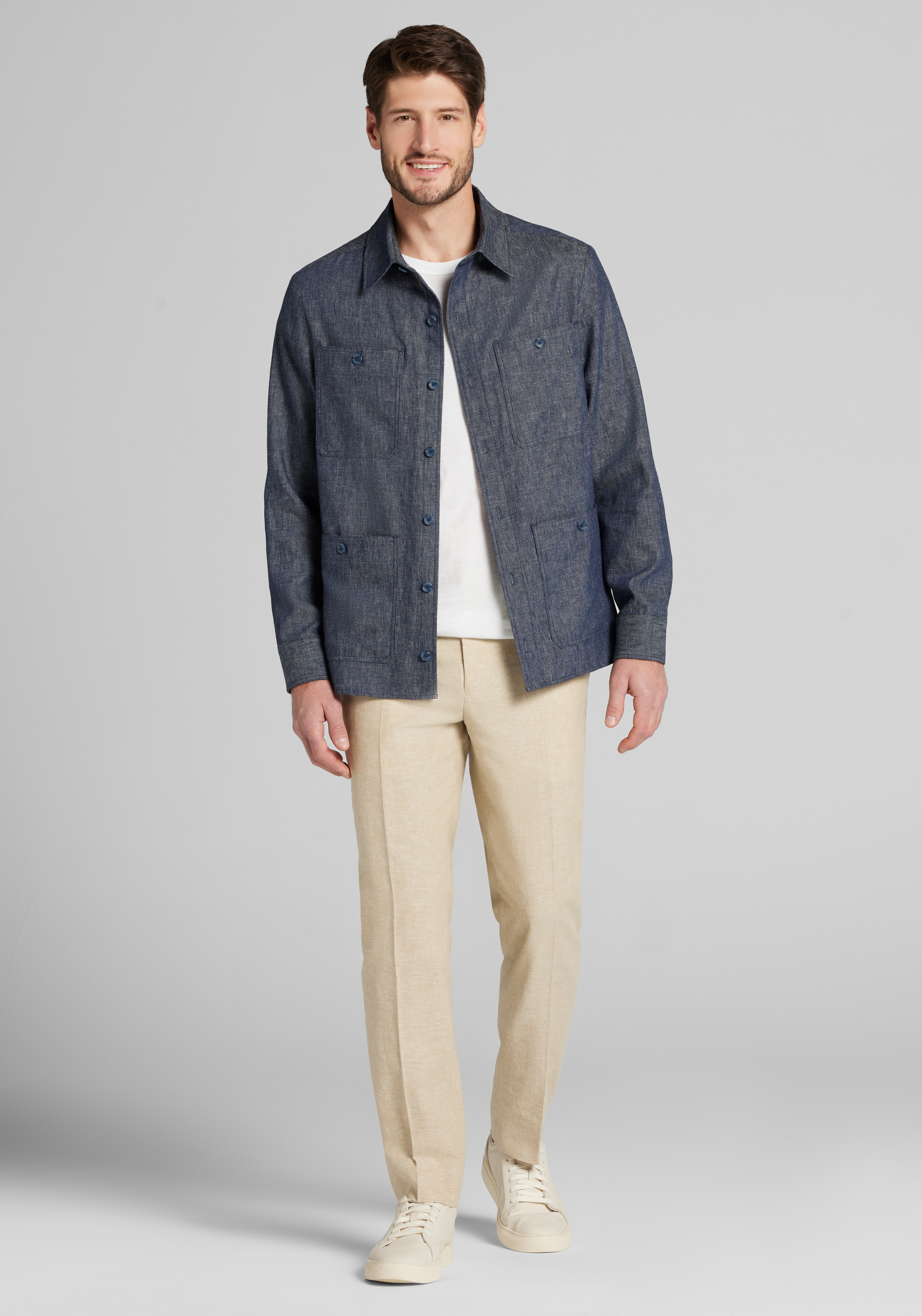 Jos. A. Bank Tailored Fit Linen-Cotton Shirt Jacket