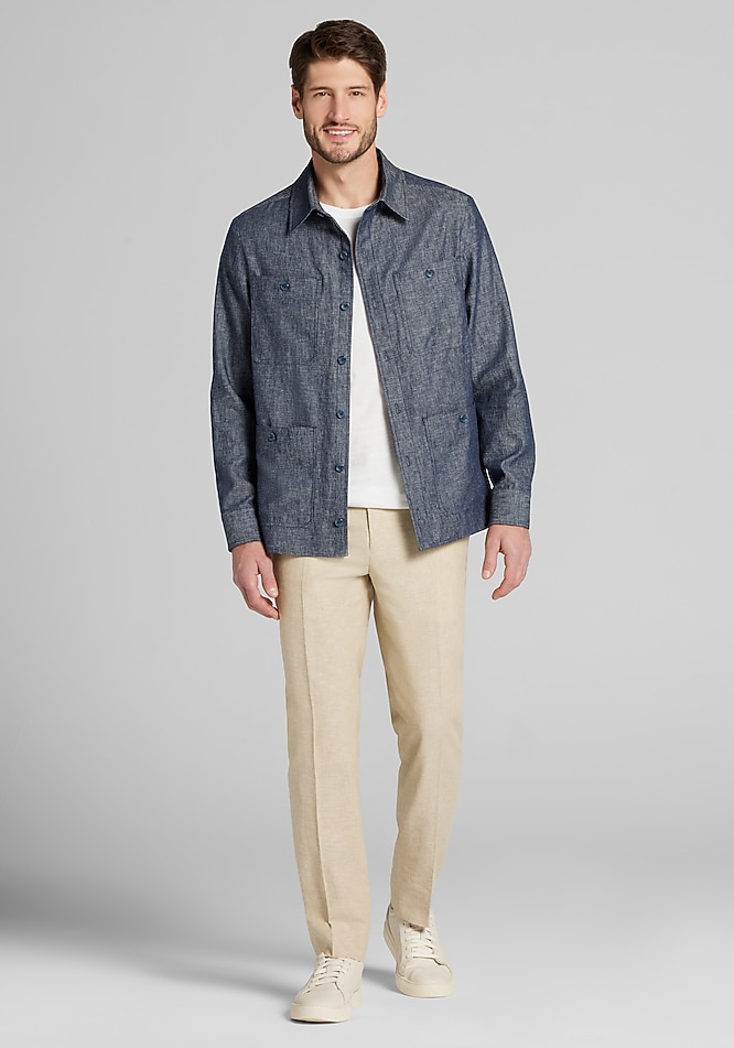 Jos. A. Bank Tailored Fit Linen-Cotton Shirt Jacket - Big & Tall