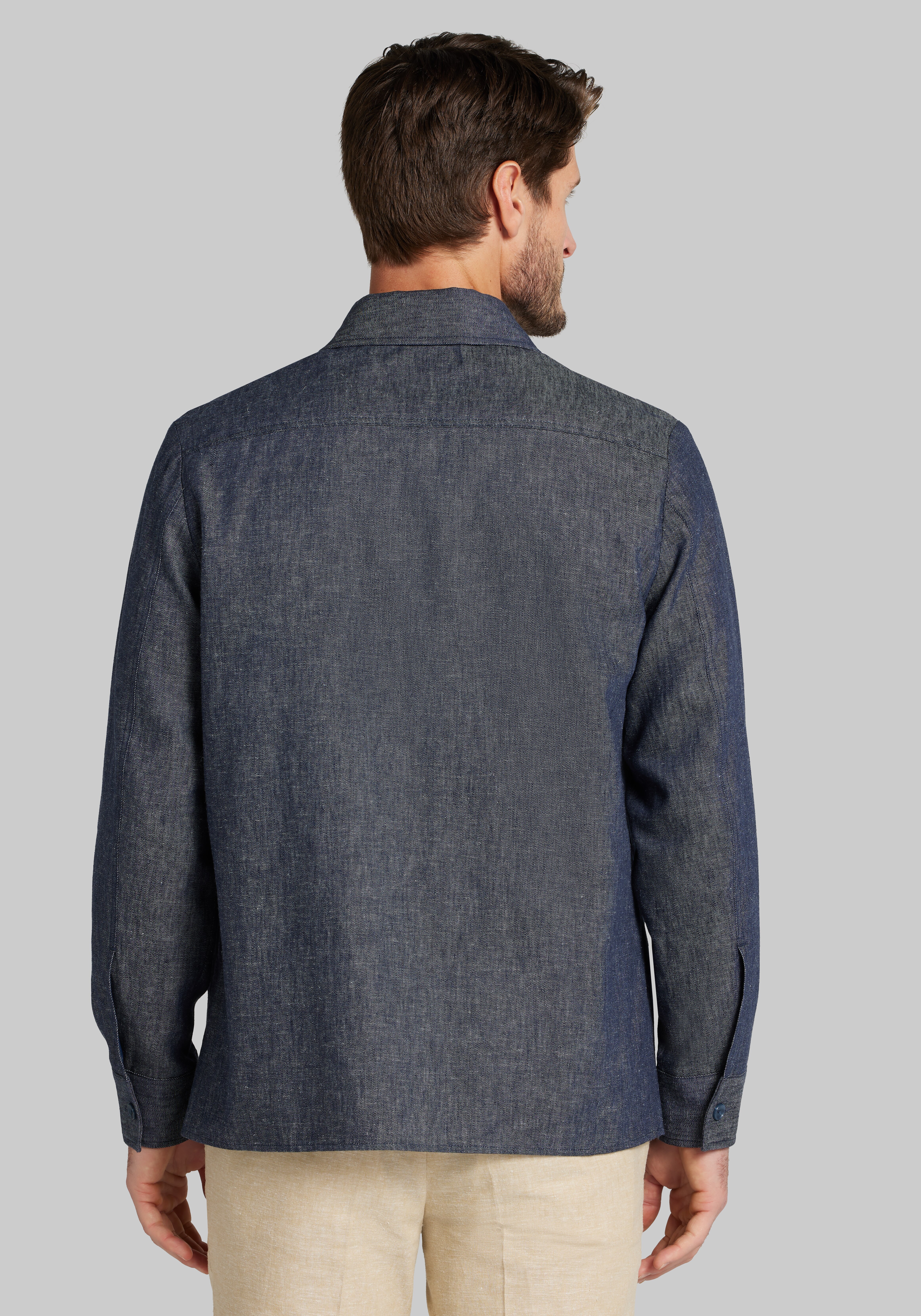 Jos. A. Bank Tailored Fit Linen-Cotton Shirt Jacket
