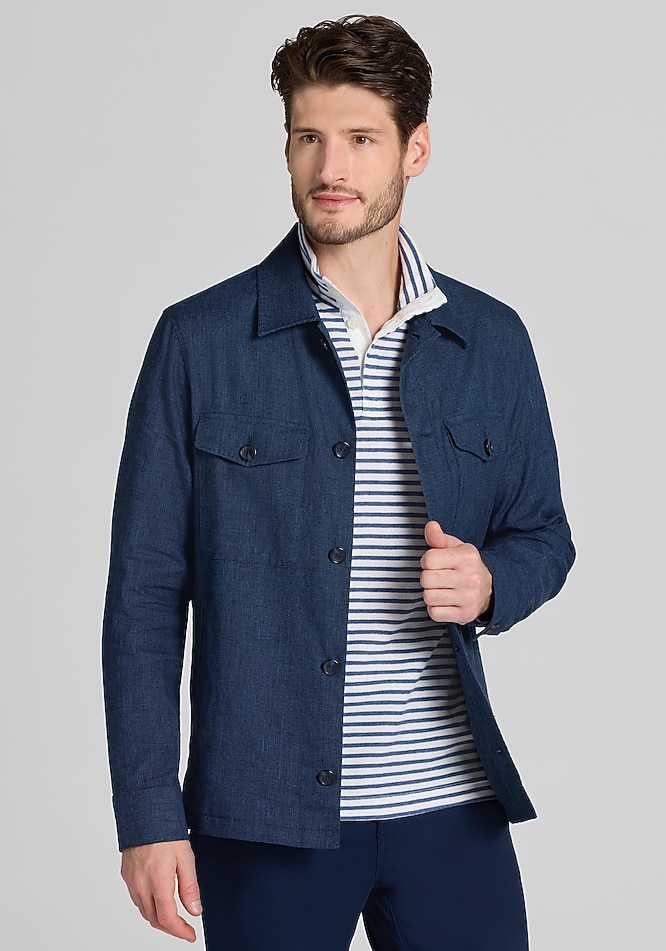 Jos. A. Bank Tailored Fit Basketweave Shirt Jacket - Big & Tall