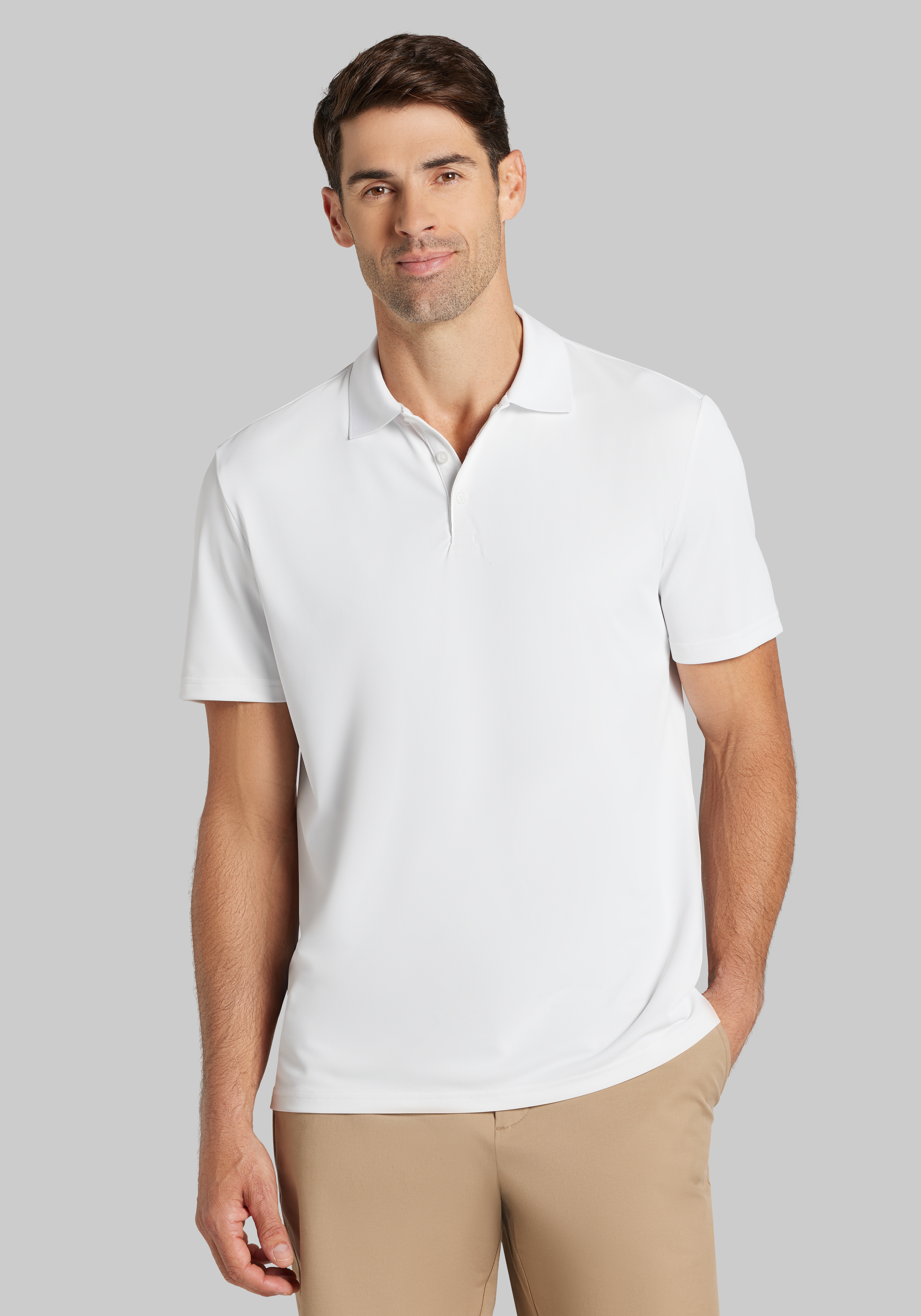 Men's Casual Tops, Traveler&reg; COOL<i>MOTION</i> Traditional Fit Pique Performance Polo - Jos A Bank