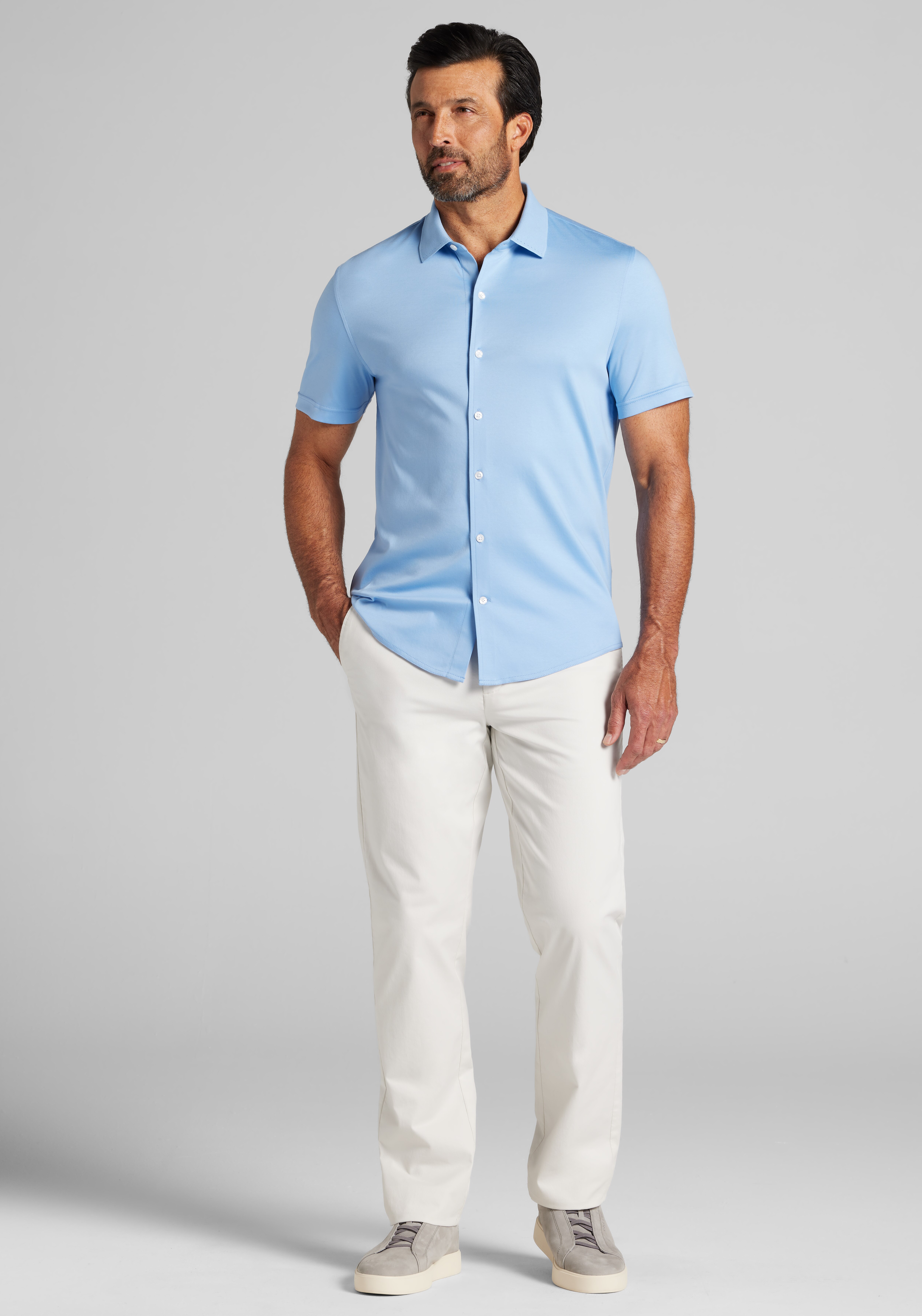 Jos. A. Bank Tailored Fit Short Sleeve Button Front Shirt