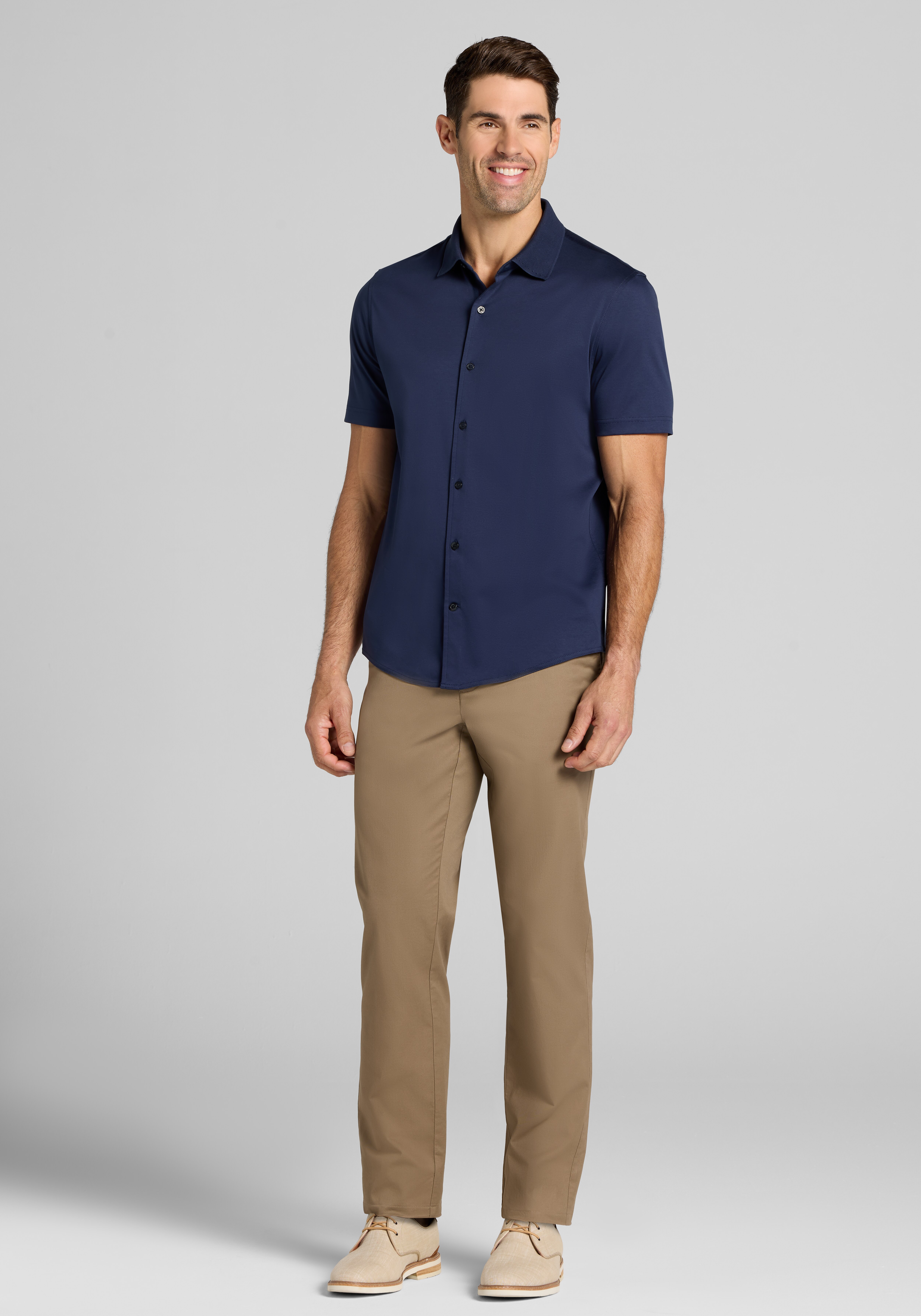 Jos. A. Bank Tailored Fit Short Sleeve Button Front Shirt