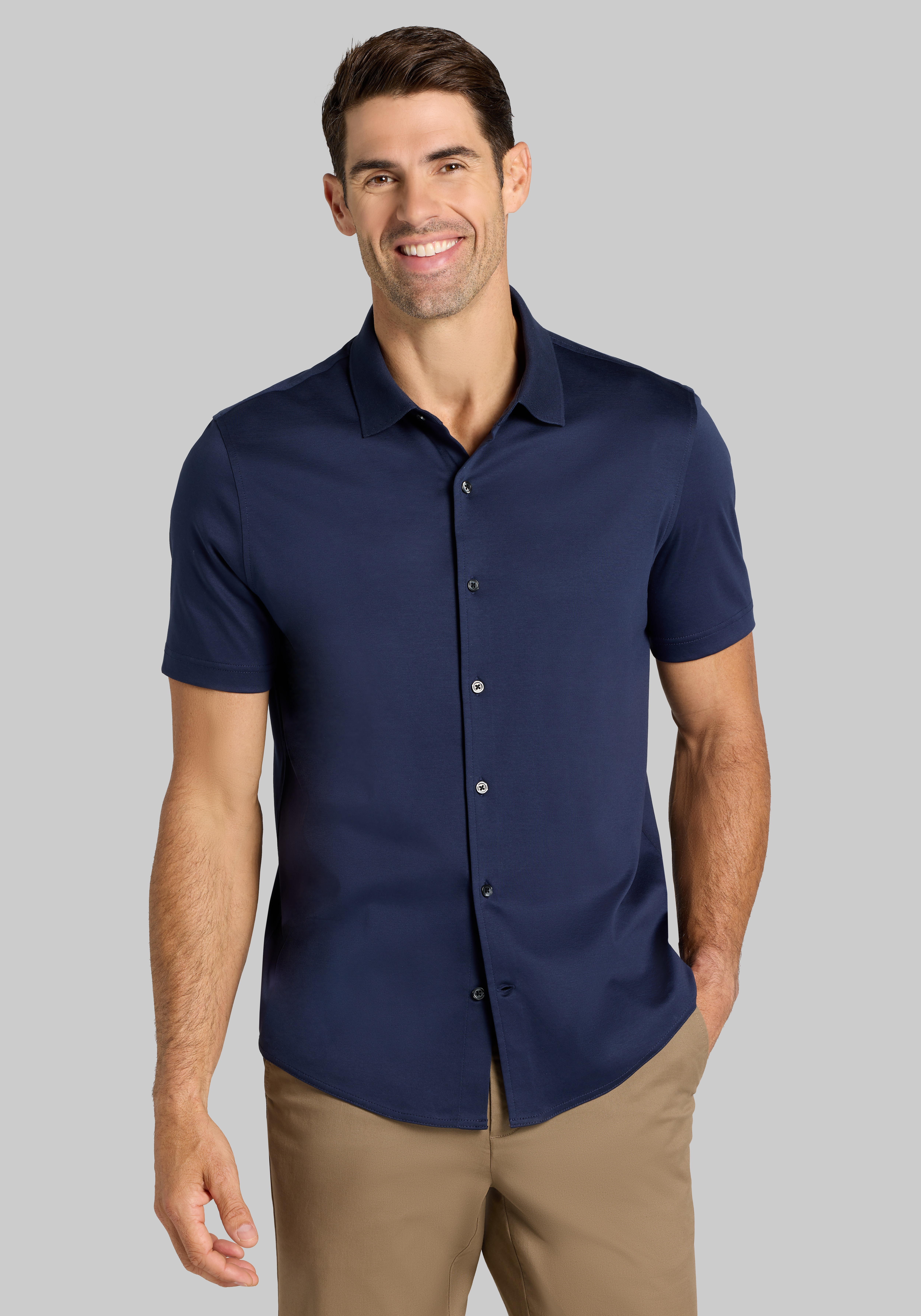 Jos. A. Bank Tailored Fit Short Sleeve Button Front Shirt