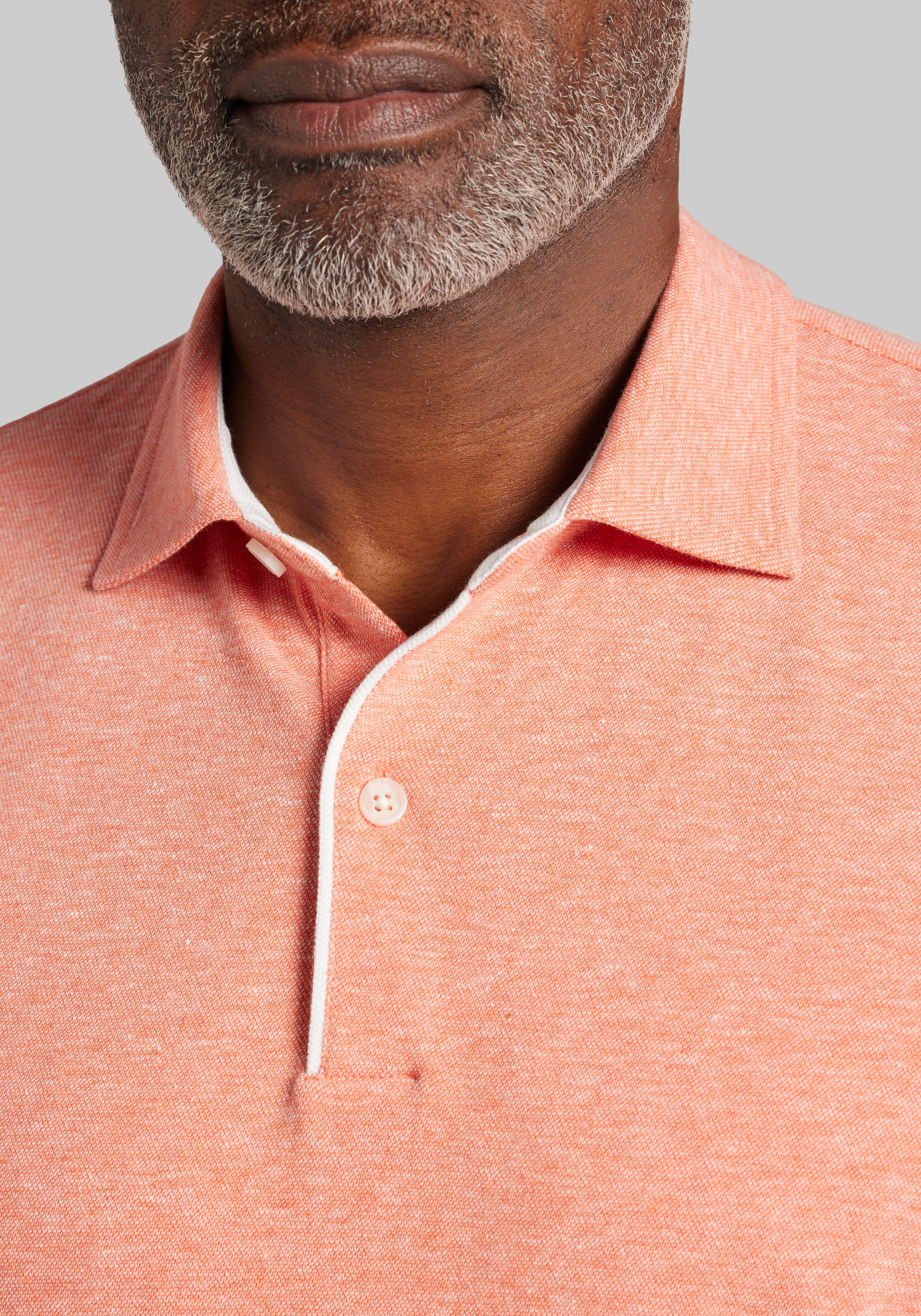 Jos. A. Bank Tailored Fit Birds-Eye Linen Short Sleeve Polo