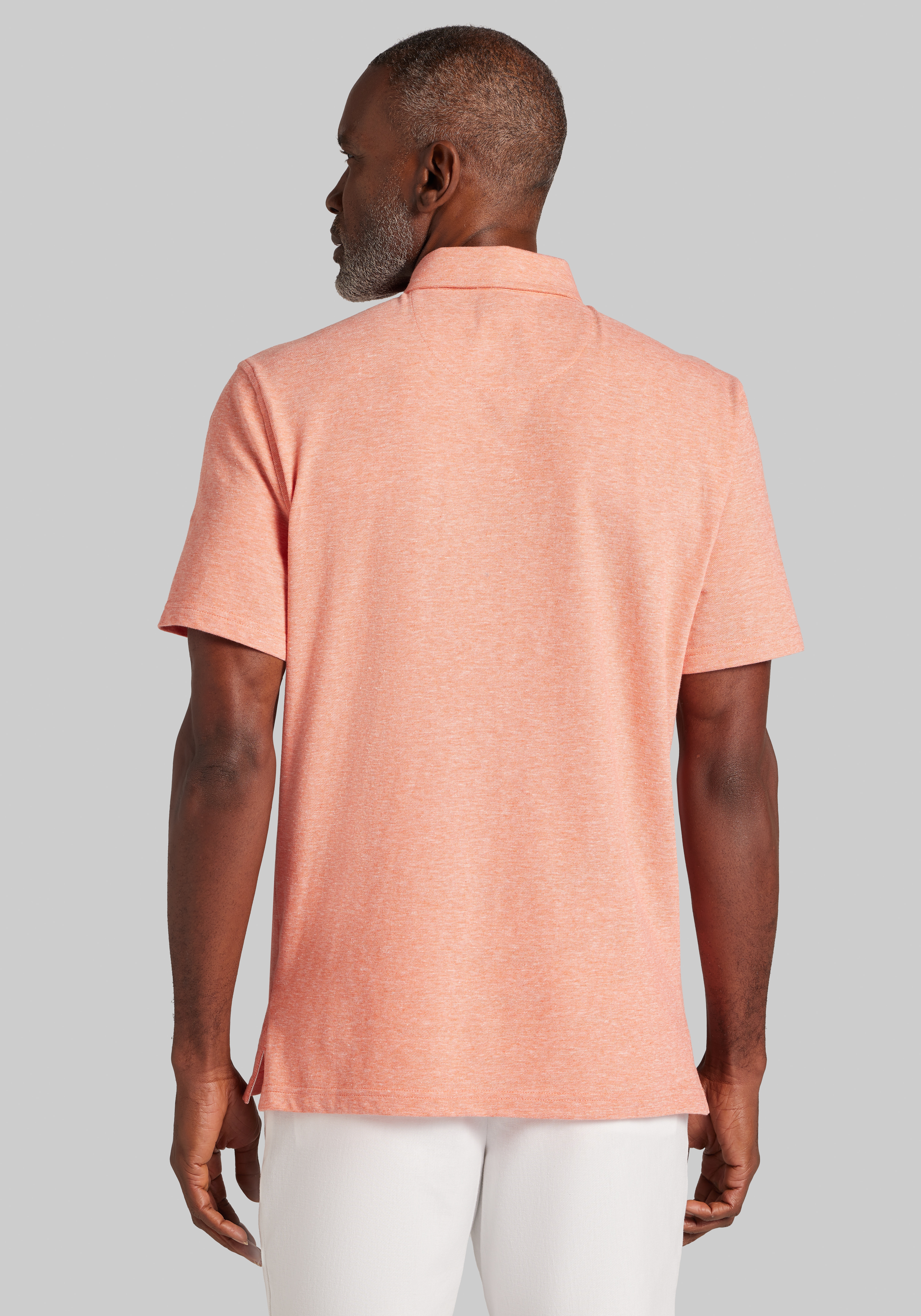 Jos. A. Bank Tailored Fit Birds-Eye Linen Short Sleeve Polo