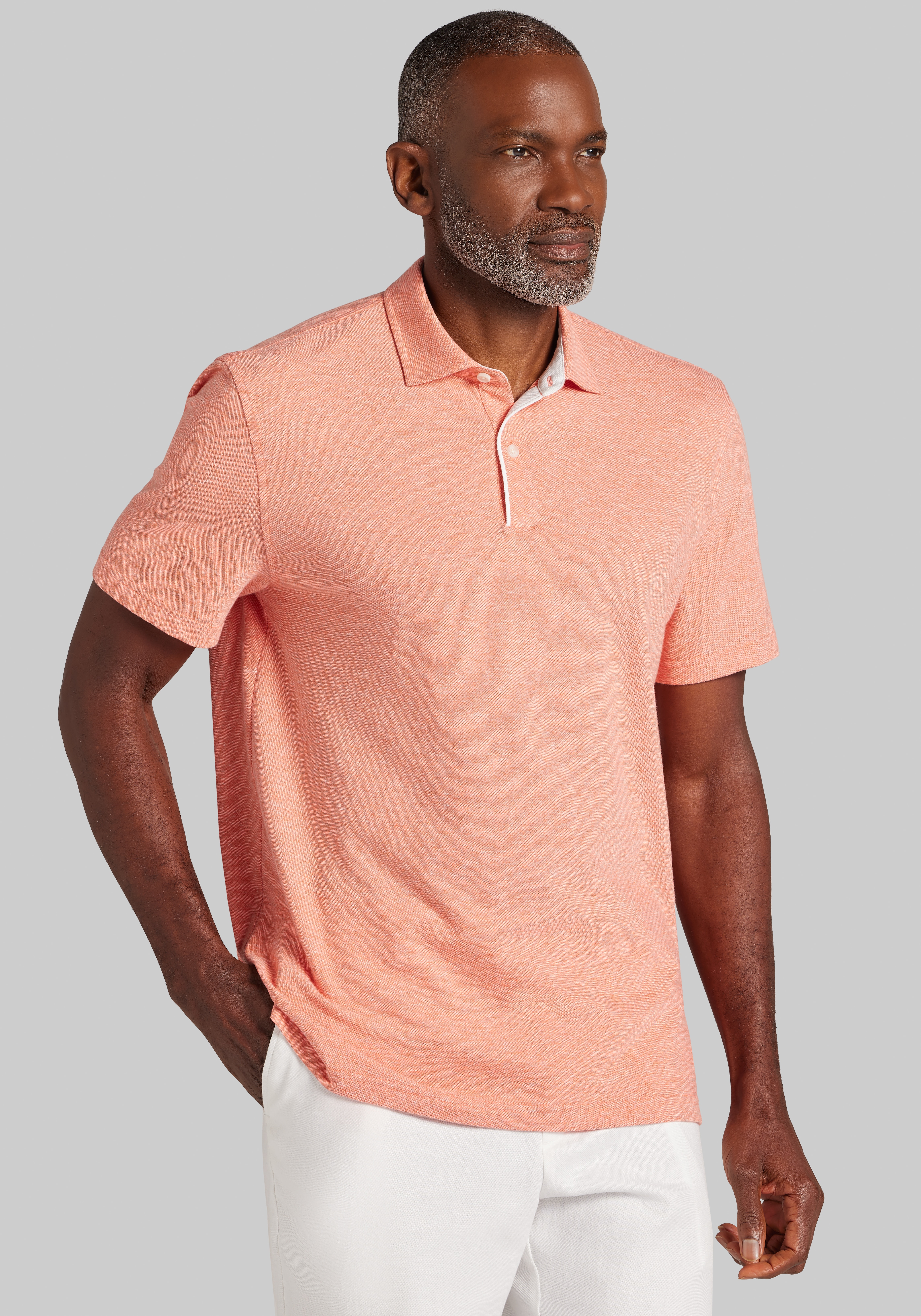 Men's New!, Jos. A. Bank Tailored Fit Birds-Eye Linen Short Sleeve Polo - Jos A Bank