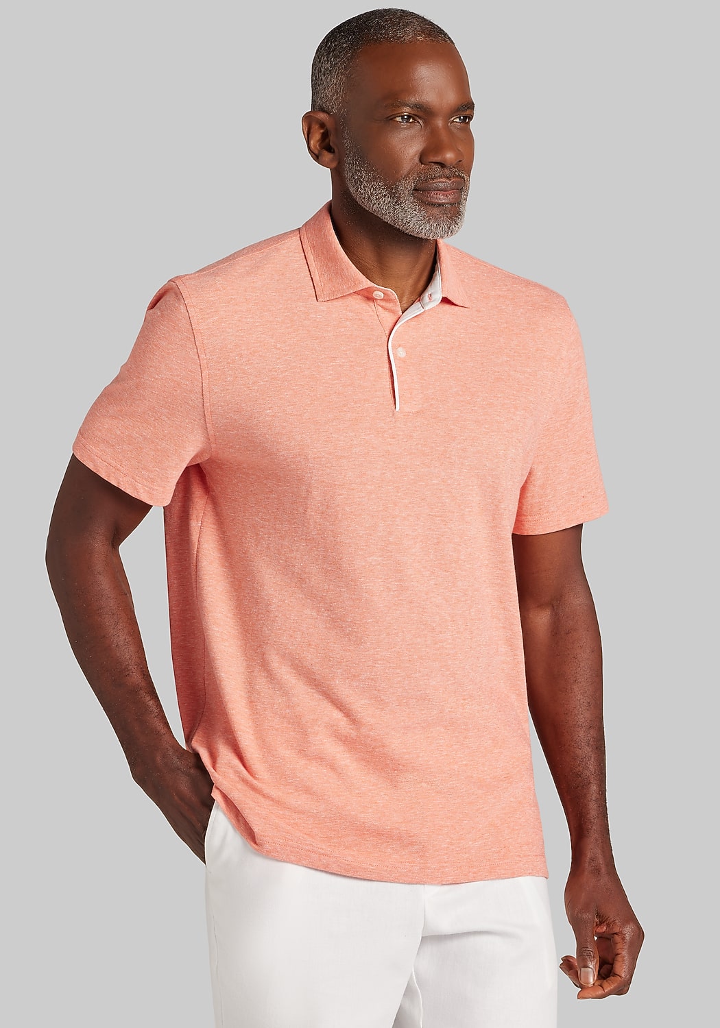 Jos. A. Bank Tailored Fit Birds-Eye Linen Short Sleeve Polo - Big & Tall