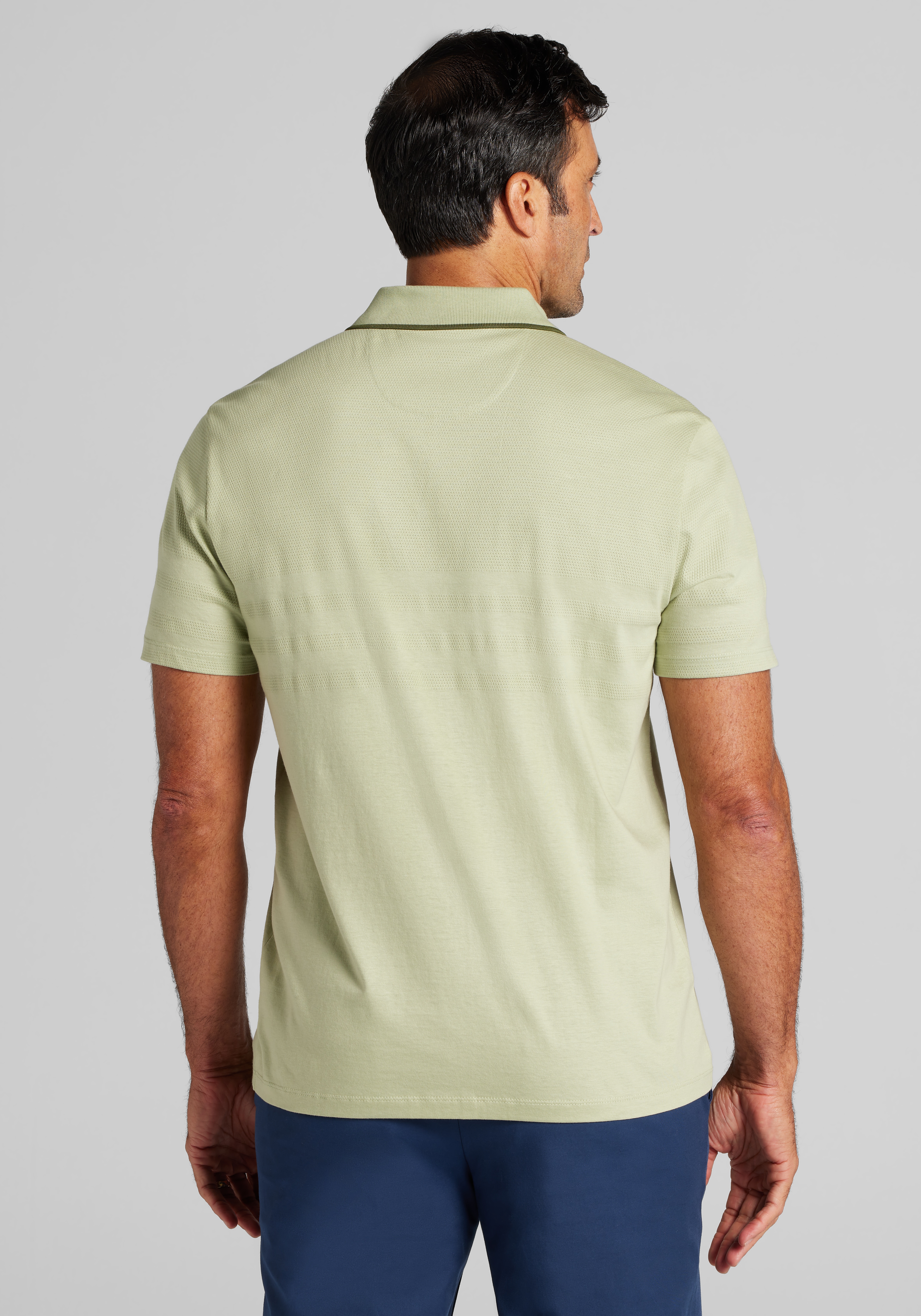 Jos. A. Bank Tailored Fit Engineered Texture Tipped Johnny Polo Shirt