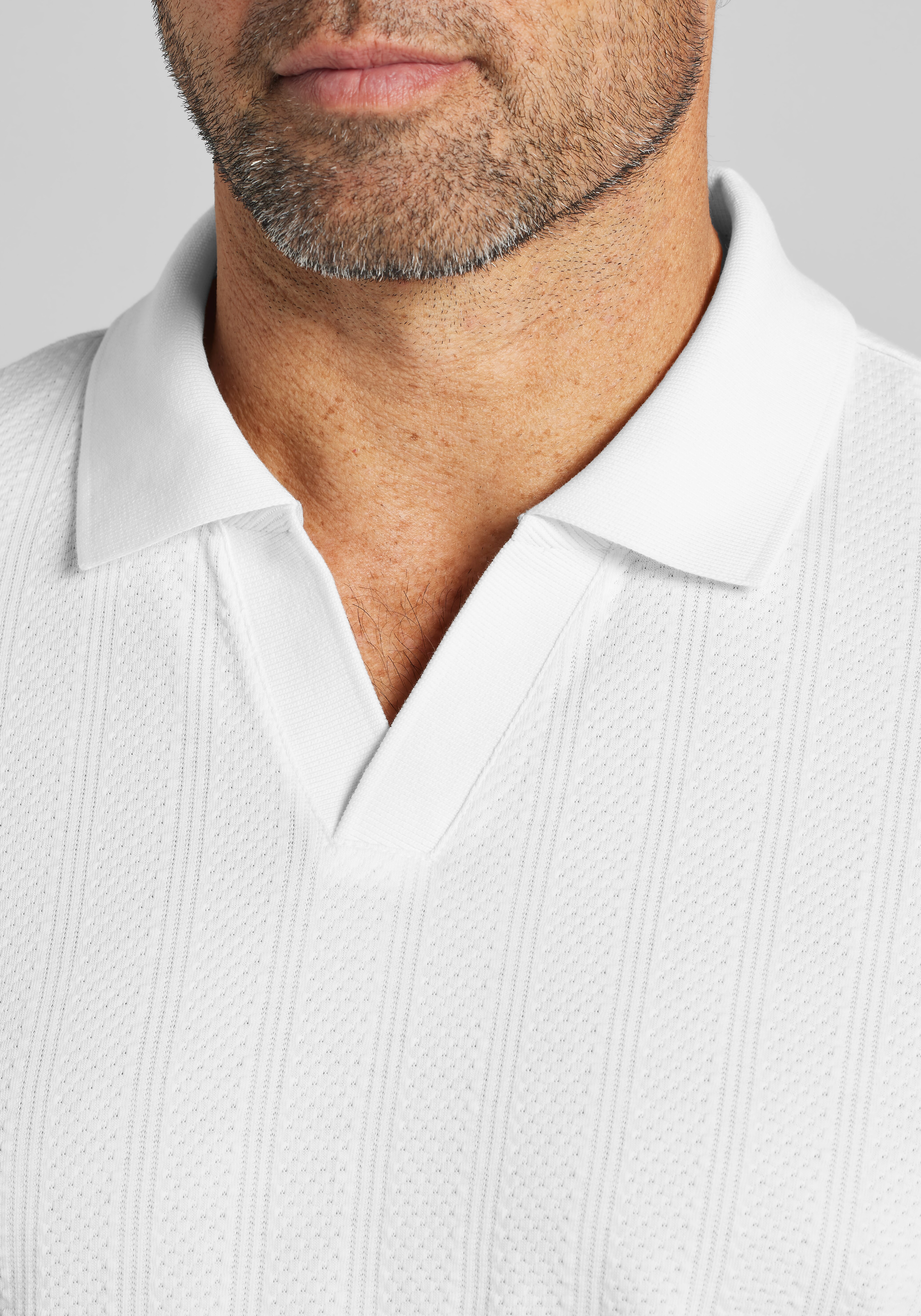 Jos. A. Bank Traditional Fit Vertical Textured Johnny Collar Polo