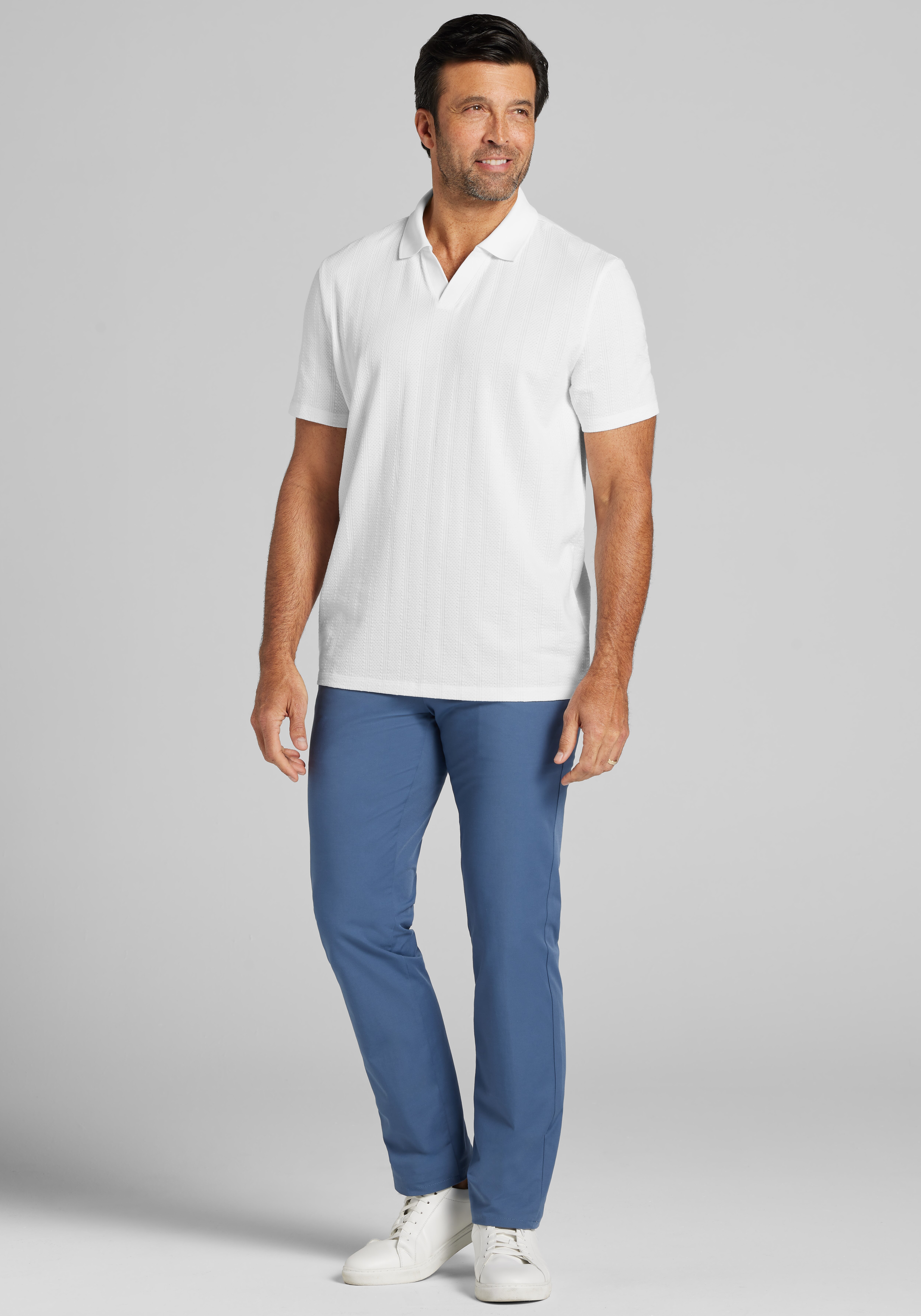 Jos. A. Bank Traditional Fit Vertical Textured Johnny Collar Polo