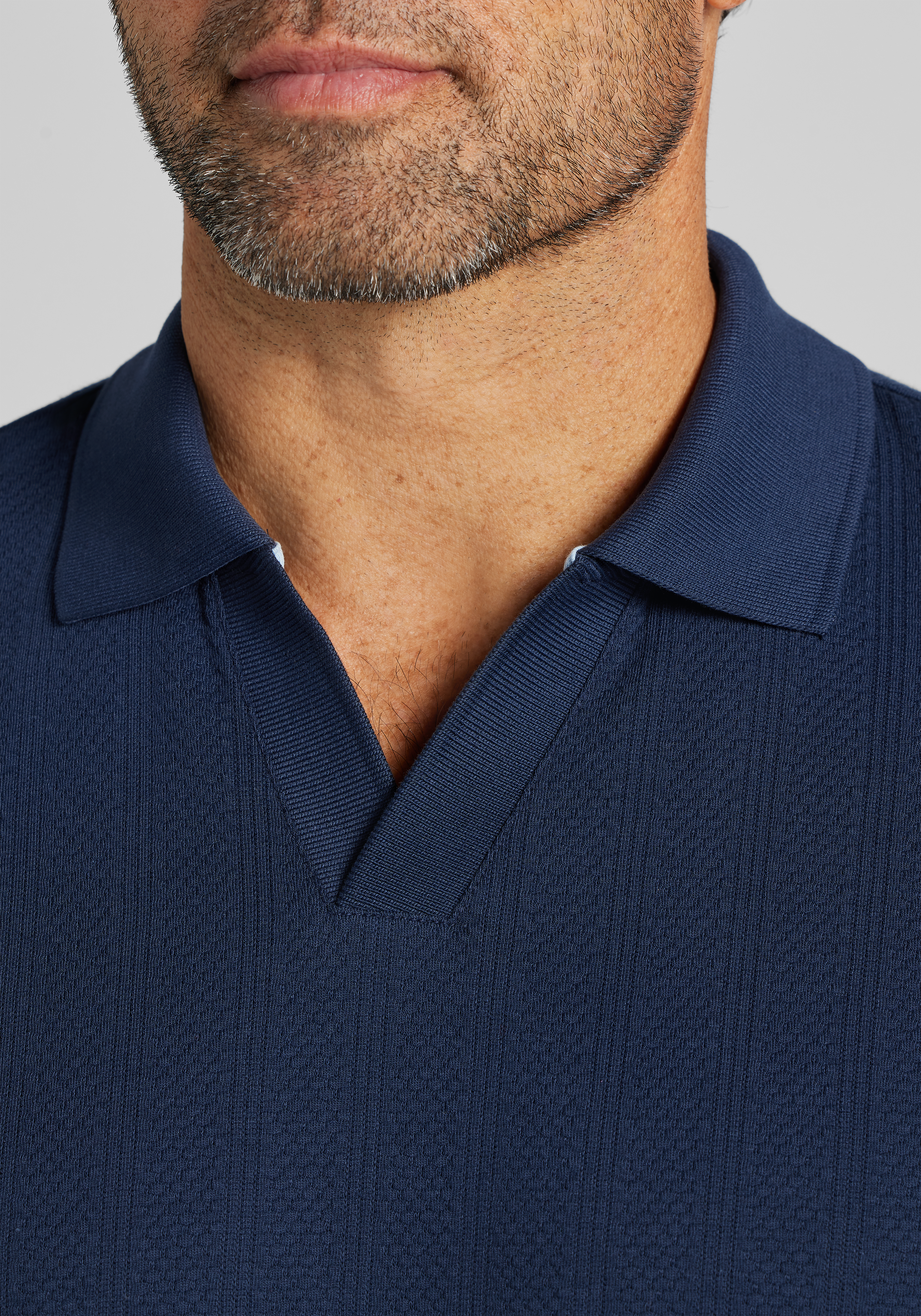 Jos. A. Bank Traditional Fit Vertical Textured Johnny Collar Polo - Big & Tall CLEARANCE