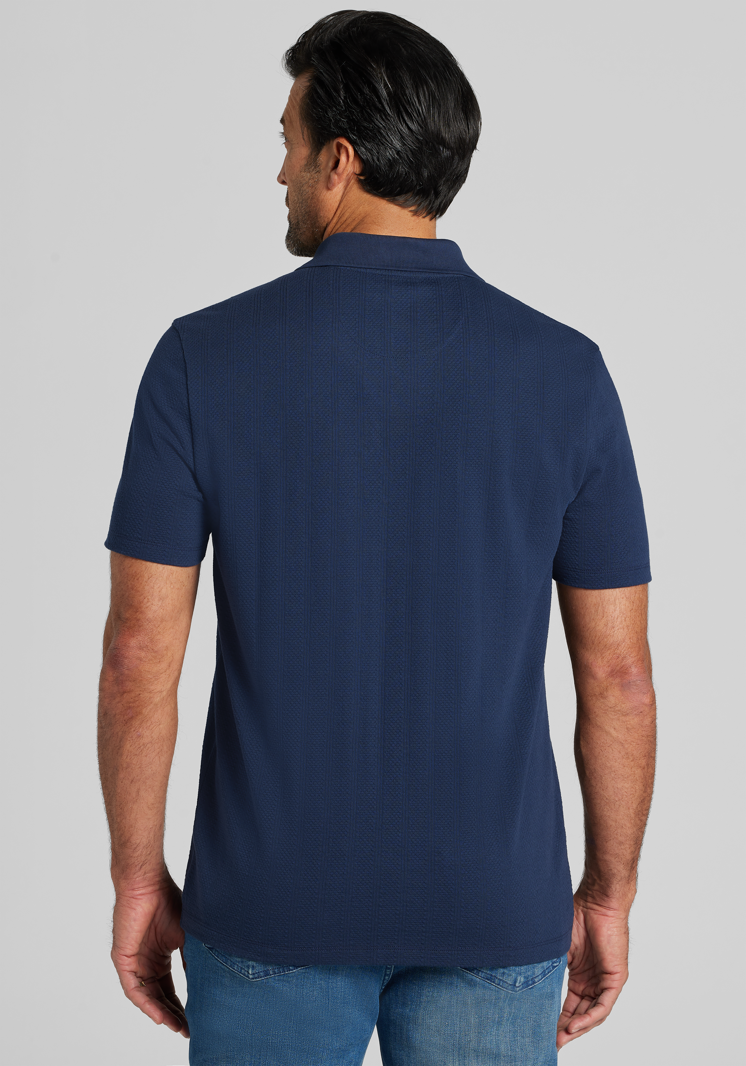 Jos. A. Bank Traditional Fit Vertical Textured Johnny Collar Polo - Big & Tall CLEARANCE