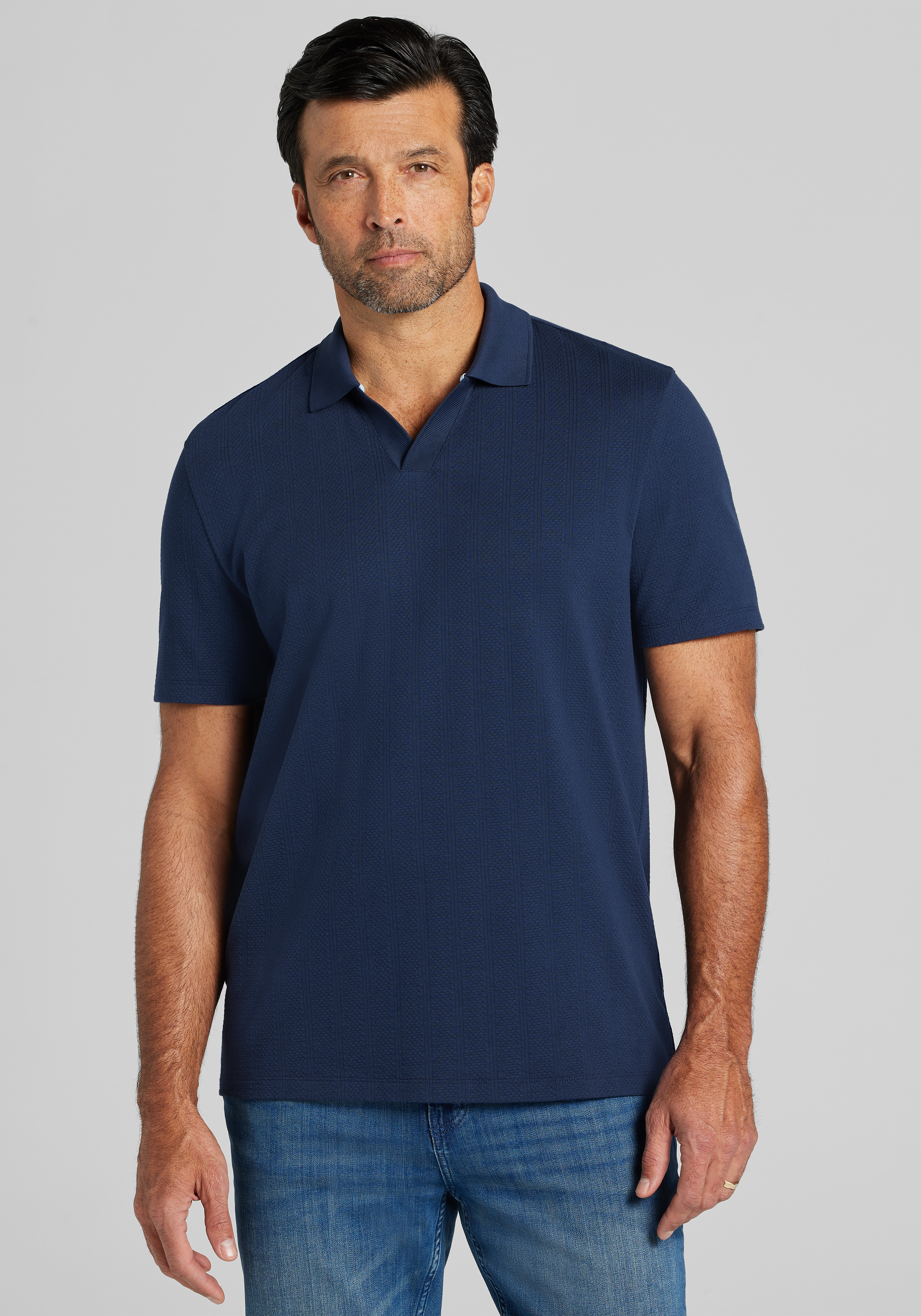 Men's Special Categories, Jos. A. Bank Traditional Fit Vertical Textured Johnny Collar Polo - Big & Tall - Jos A Bank