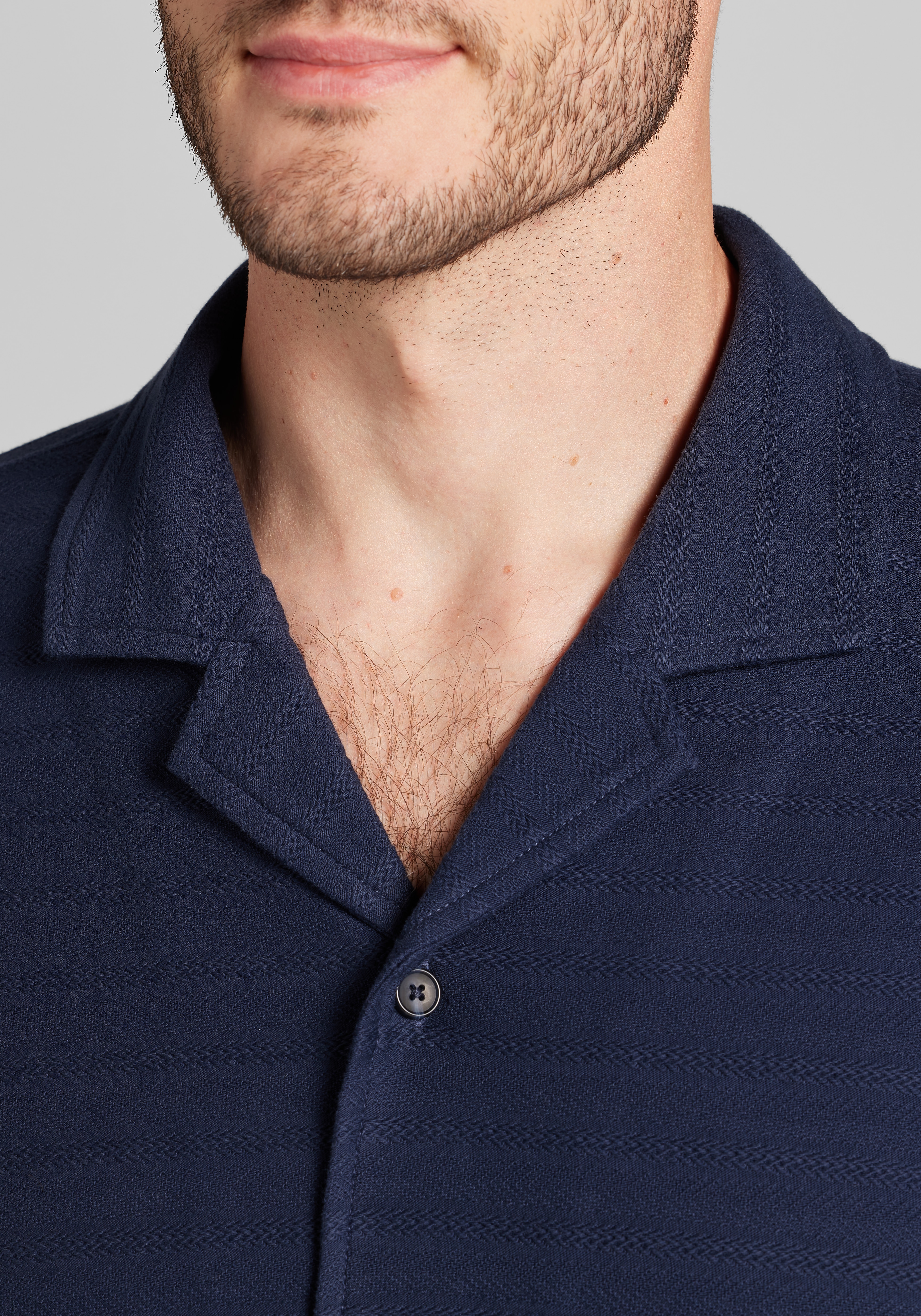 Jos. A. Bank Tailored Fit Tonal Solid Short Sleeve Camp Shirt