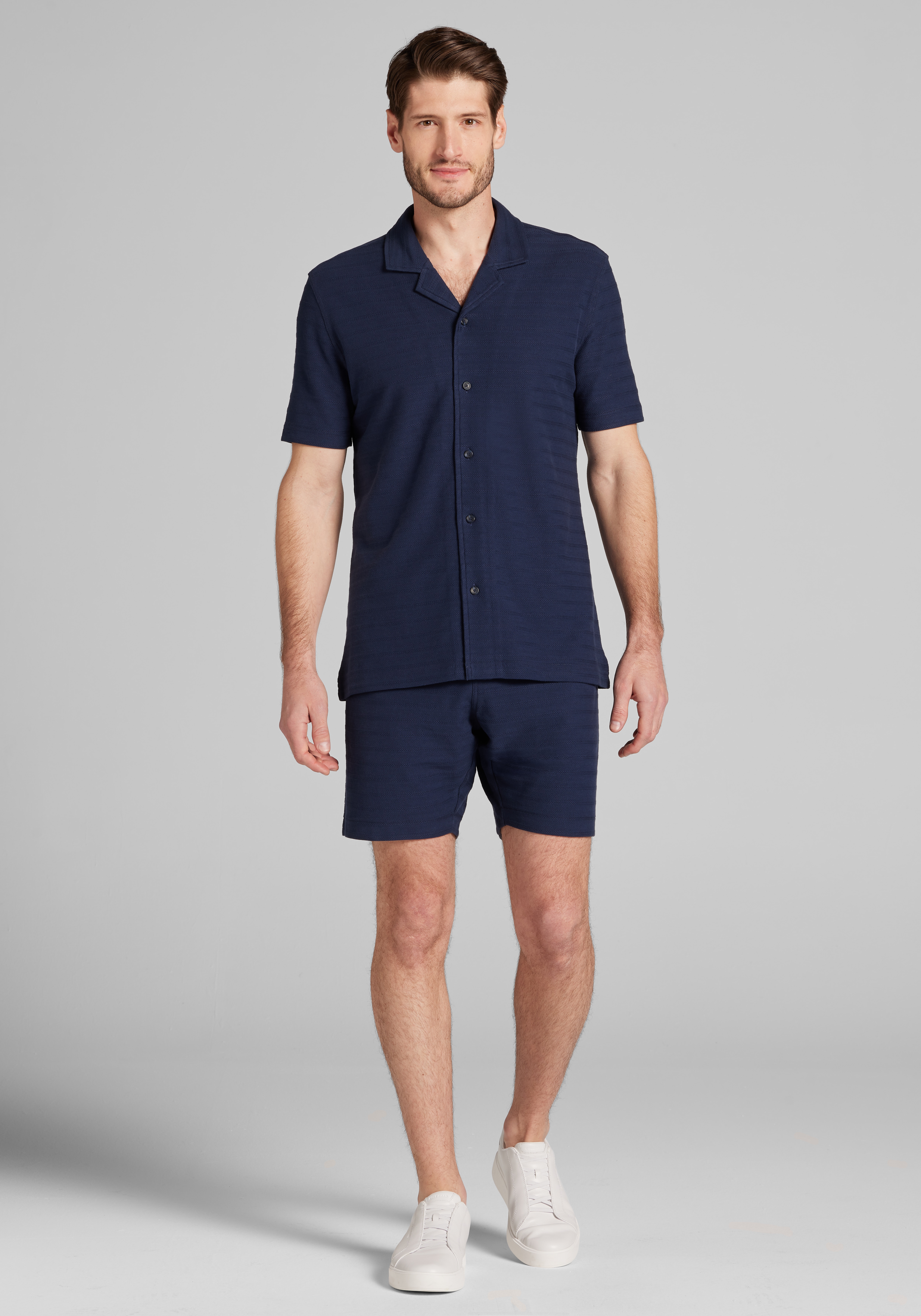 Jos. A. Bank Tailored Fit Tonal Solid Short Sleeve Camp Shirt