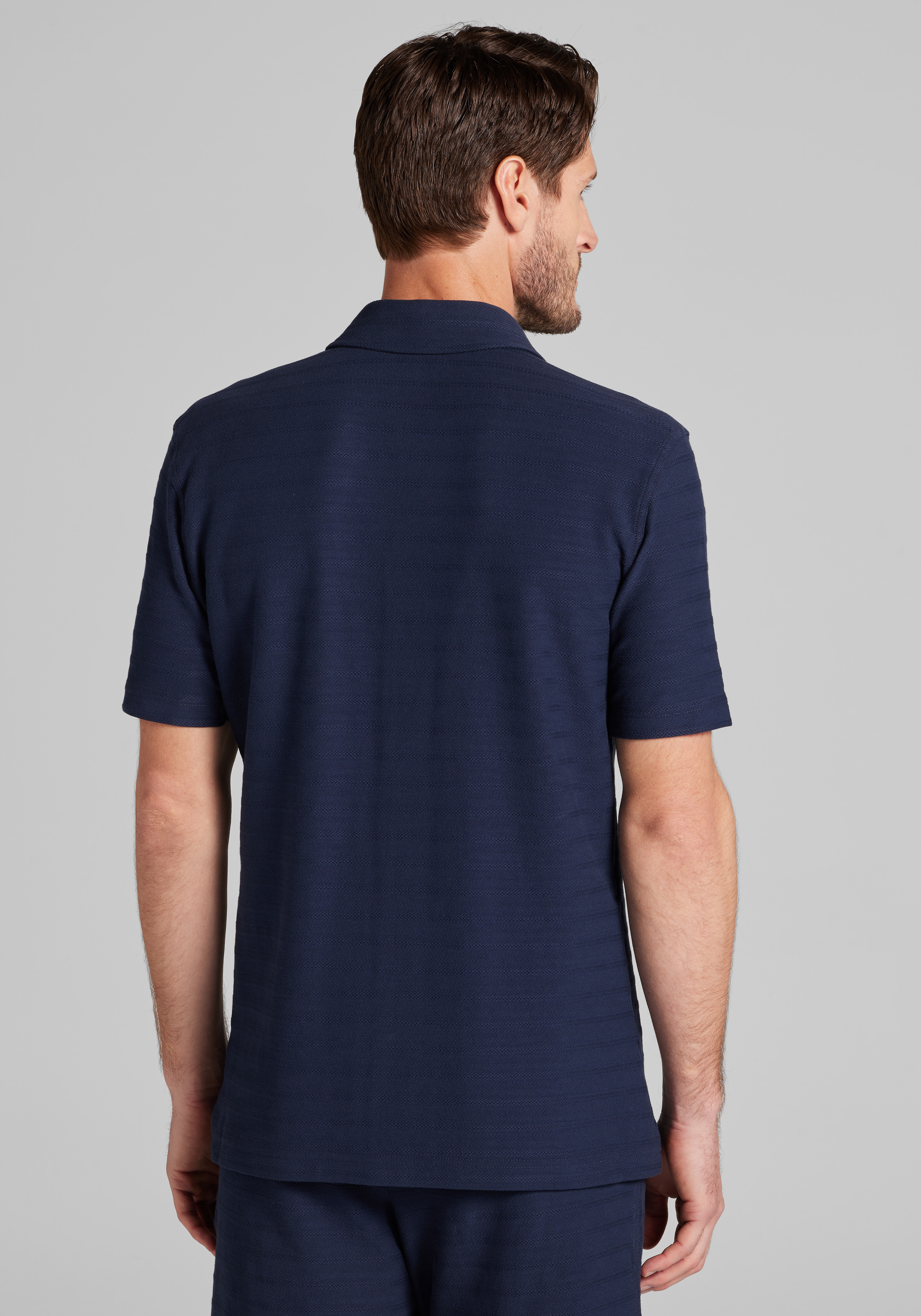 Jos. A. Bank Tailored Fit Tonal Solid Short Sleeve Camp Shirt