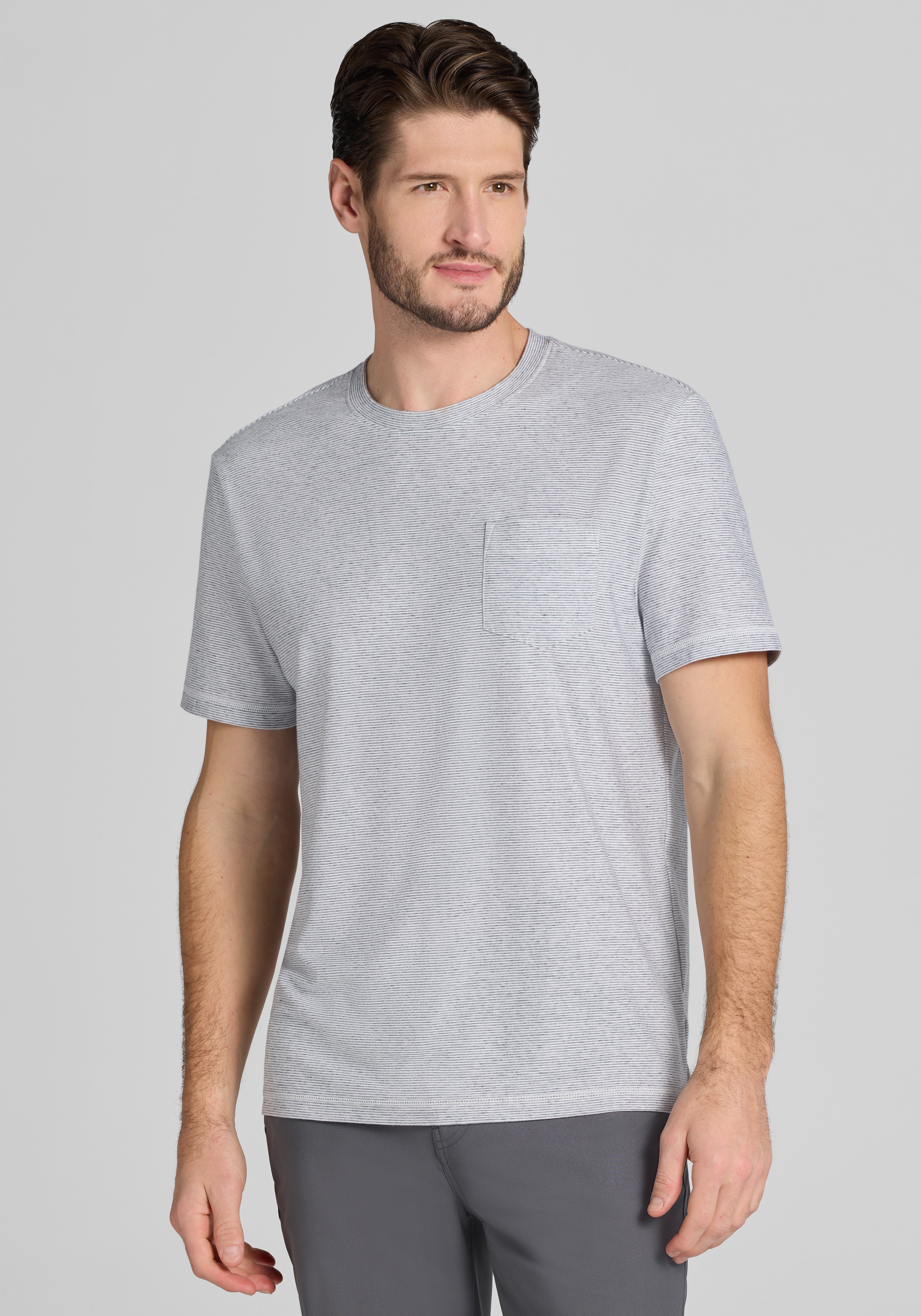 Men's Casual Tops, Jos. A. Bank Tailored Fit Heather Stripe Tee - Jos A Bank