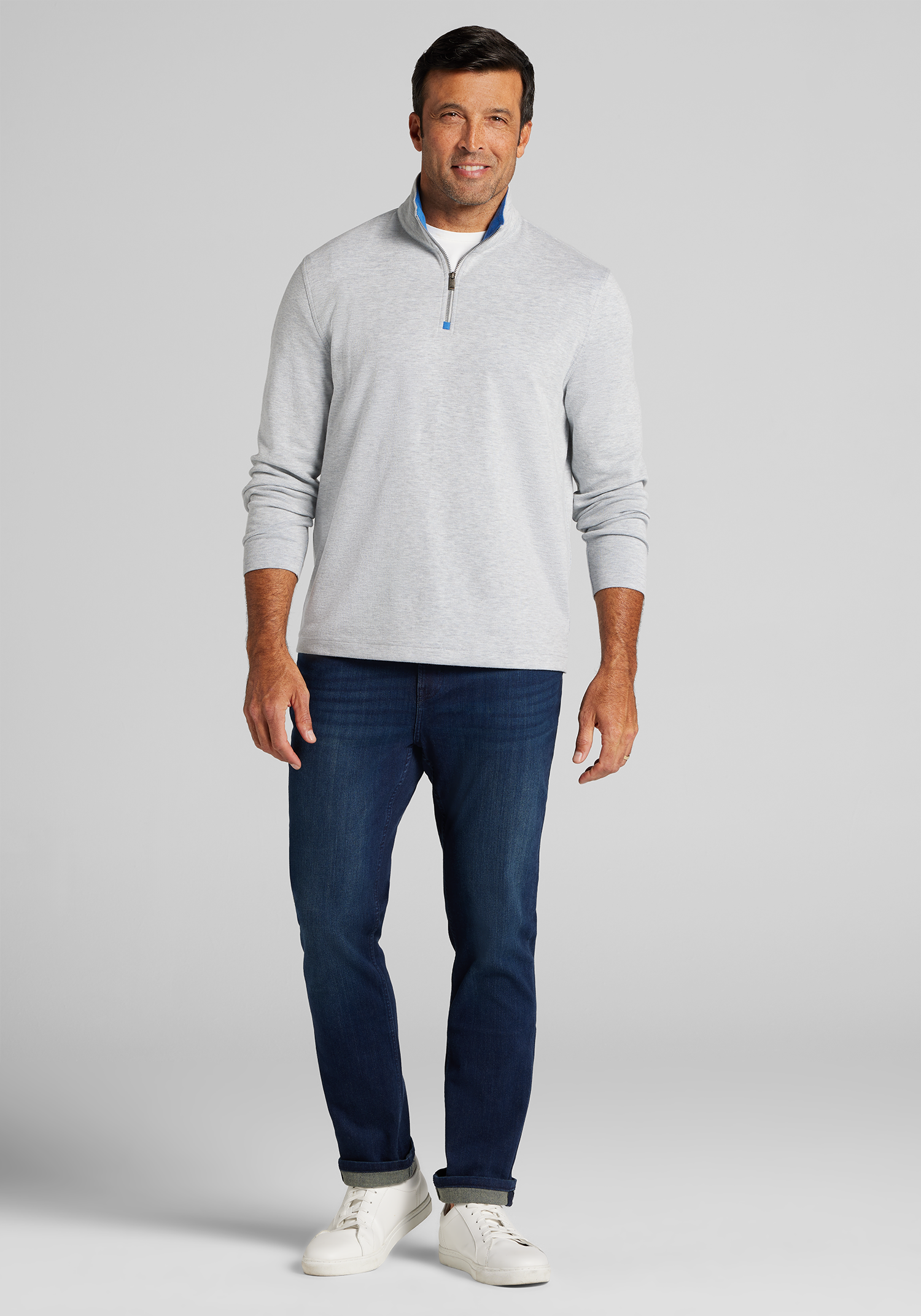 Jos. A. Bank Tailored Fit Double Face 1/4 Zip Pullover