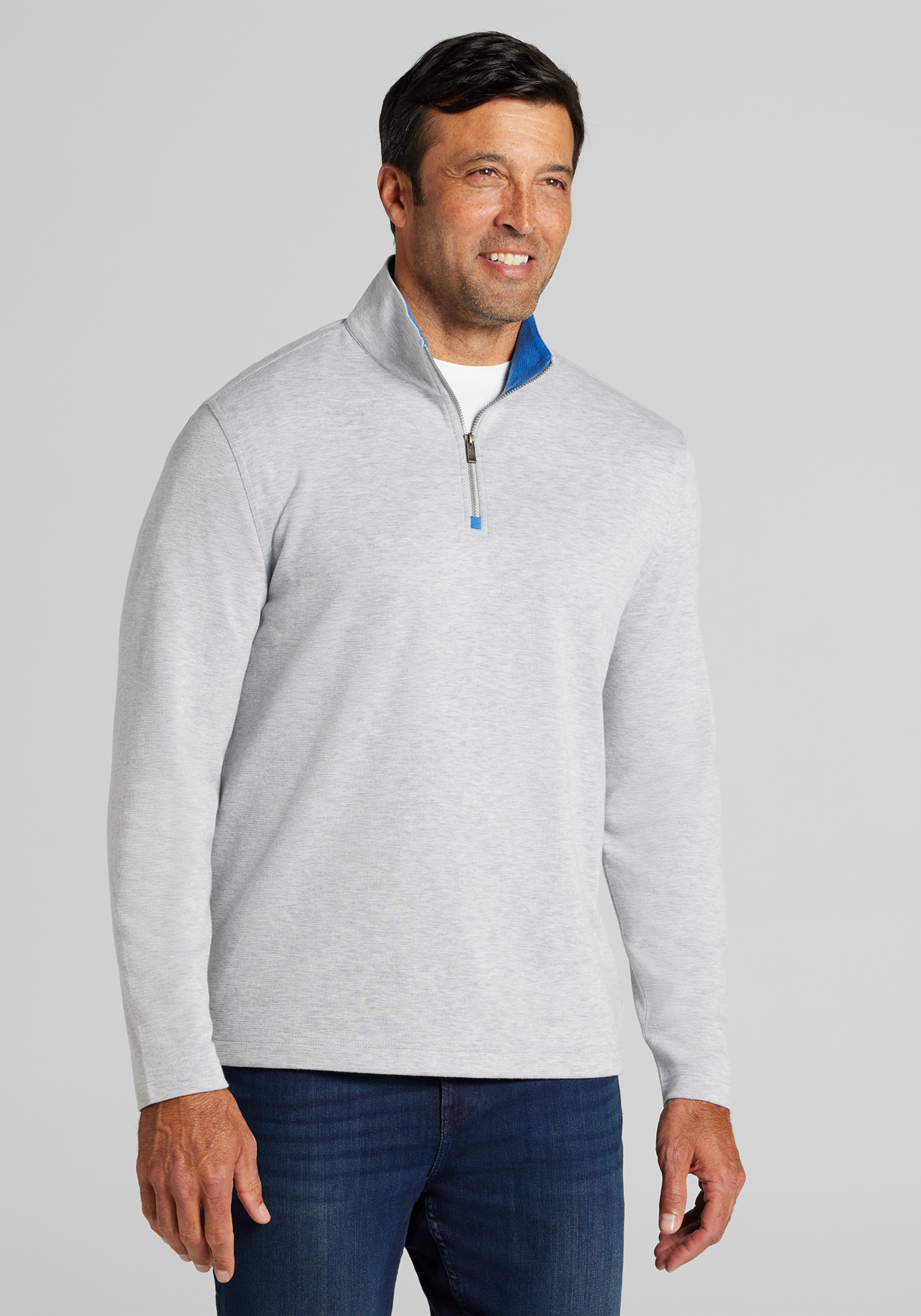 Jos. A. Bank Tailored Fit Double Face Quarter Zip Pullover