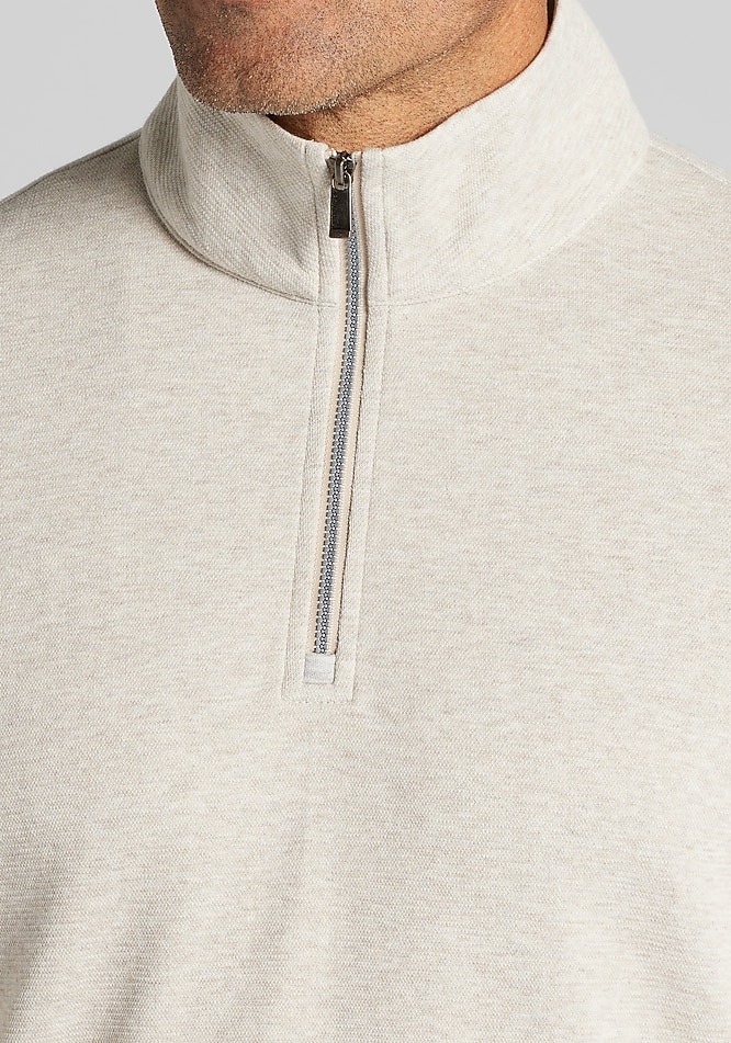 Jos. A. Bank Tailored Fit Double Face 1/4 Zip Pullover - Jos. A