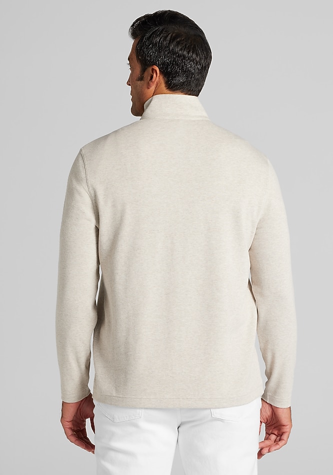 Jos. A. Bank Tailored Fit Double Face 1/4 Zip Pullover - Jos. A