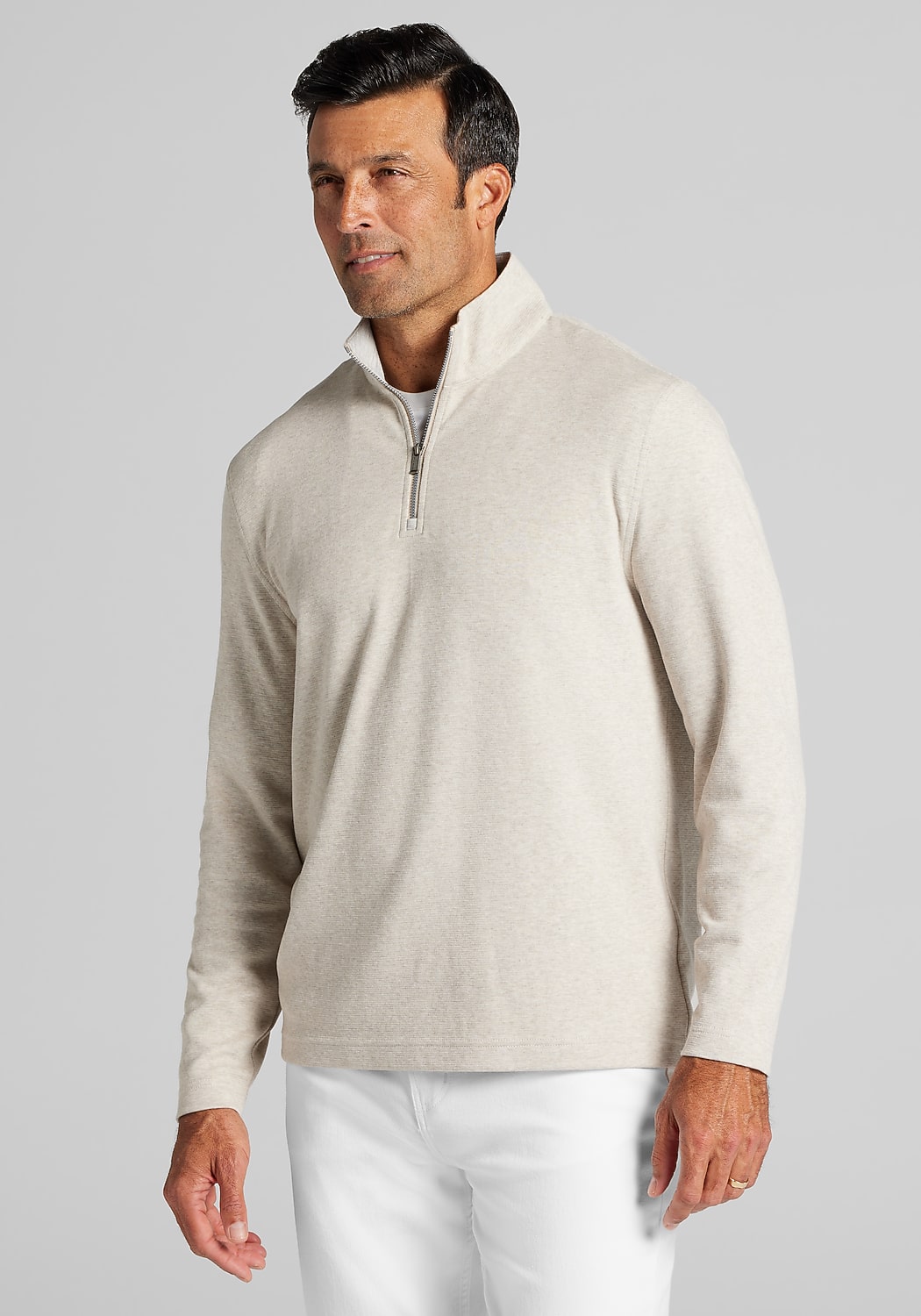 Jos. A. Bank Tailored Fit Double Face 1/4 Zip Pullover