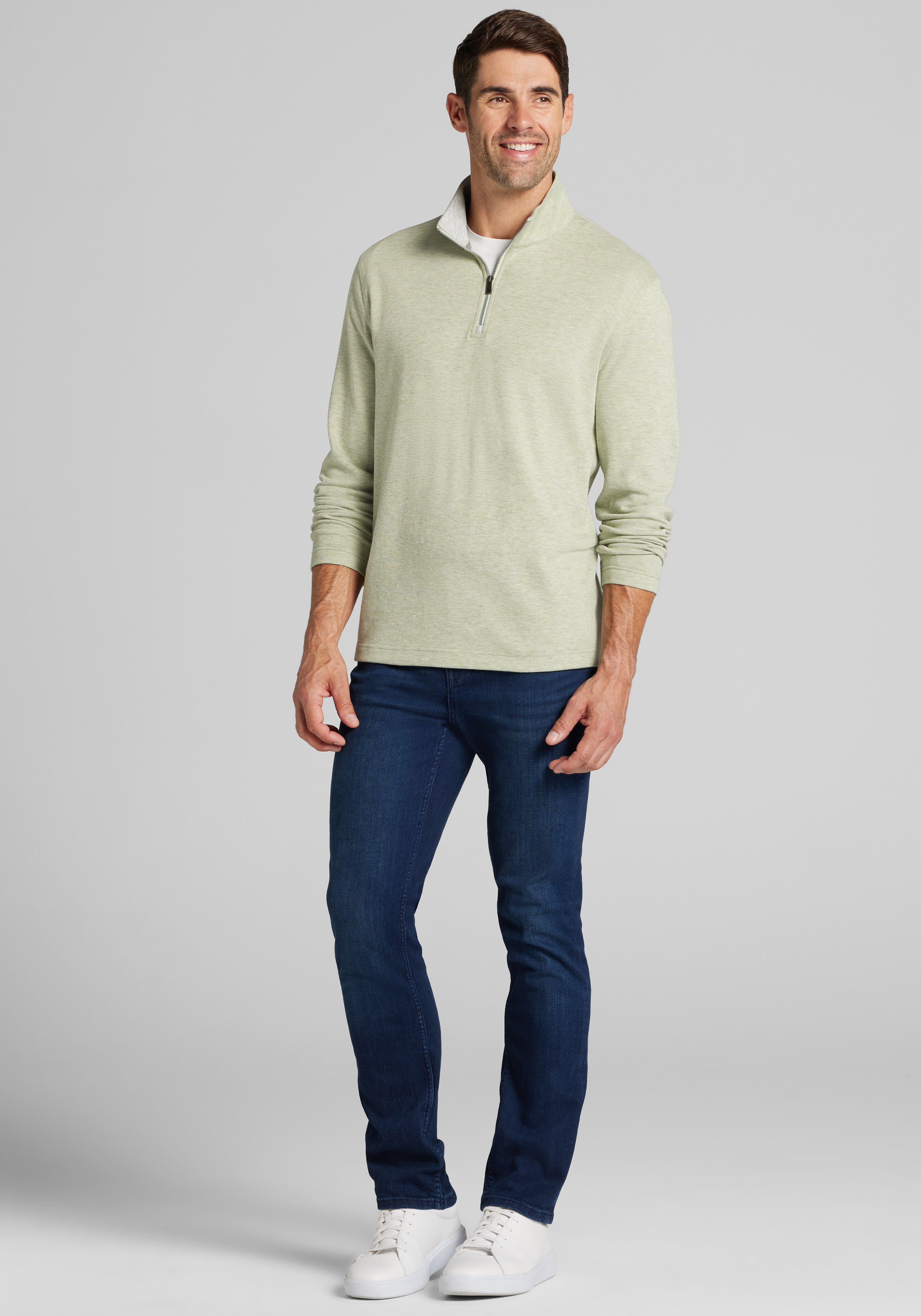 Jos. A. Bank Tailored Fit Double Face Quarter Zip Pullover - Big & Tall CLEARANCE