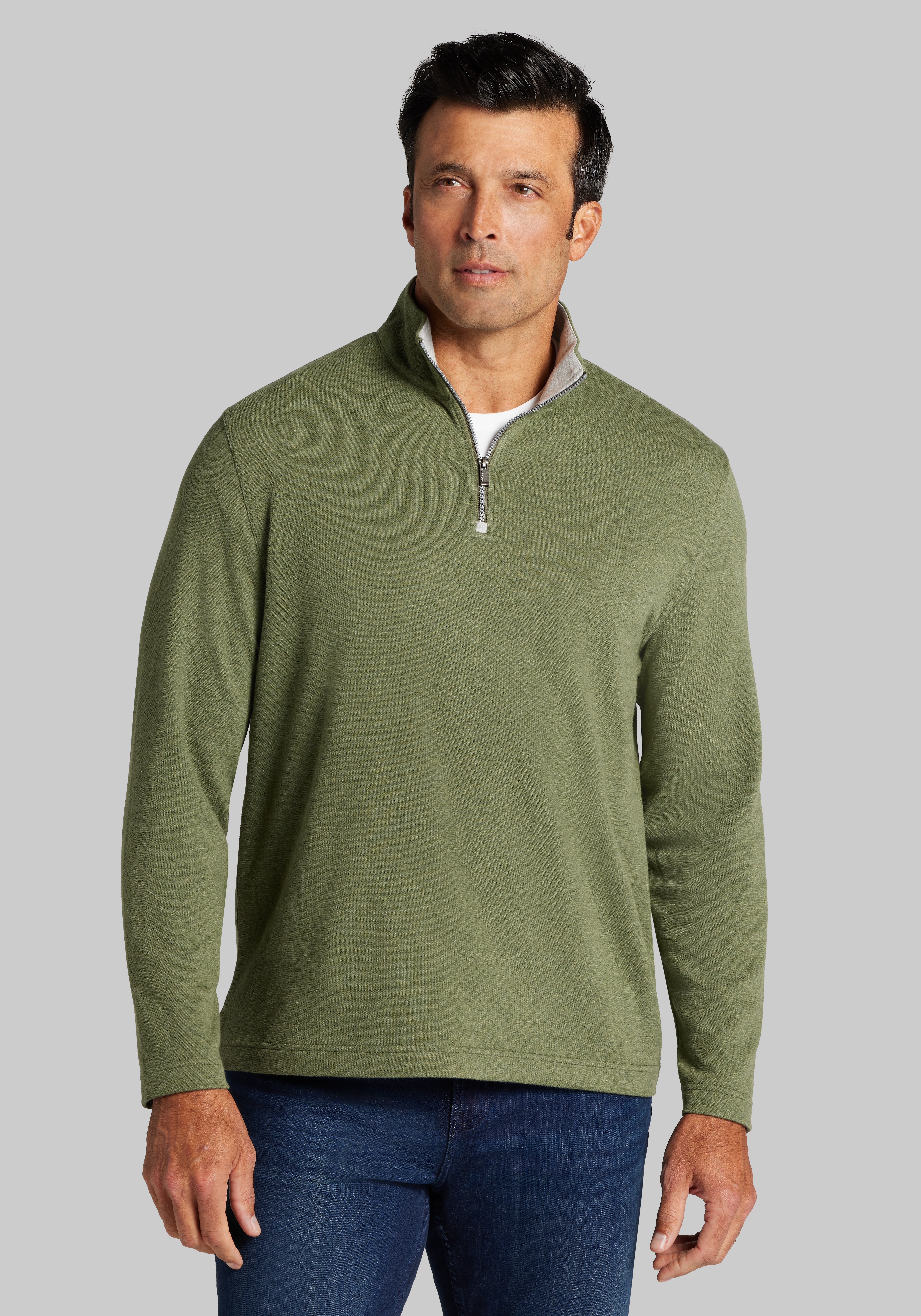 Jos. A. Bank Tailored Fit Double Face 1/4 Zip Pullover - Big & Tall CLEARANCE