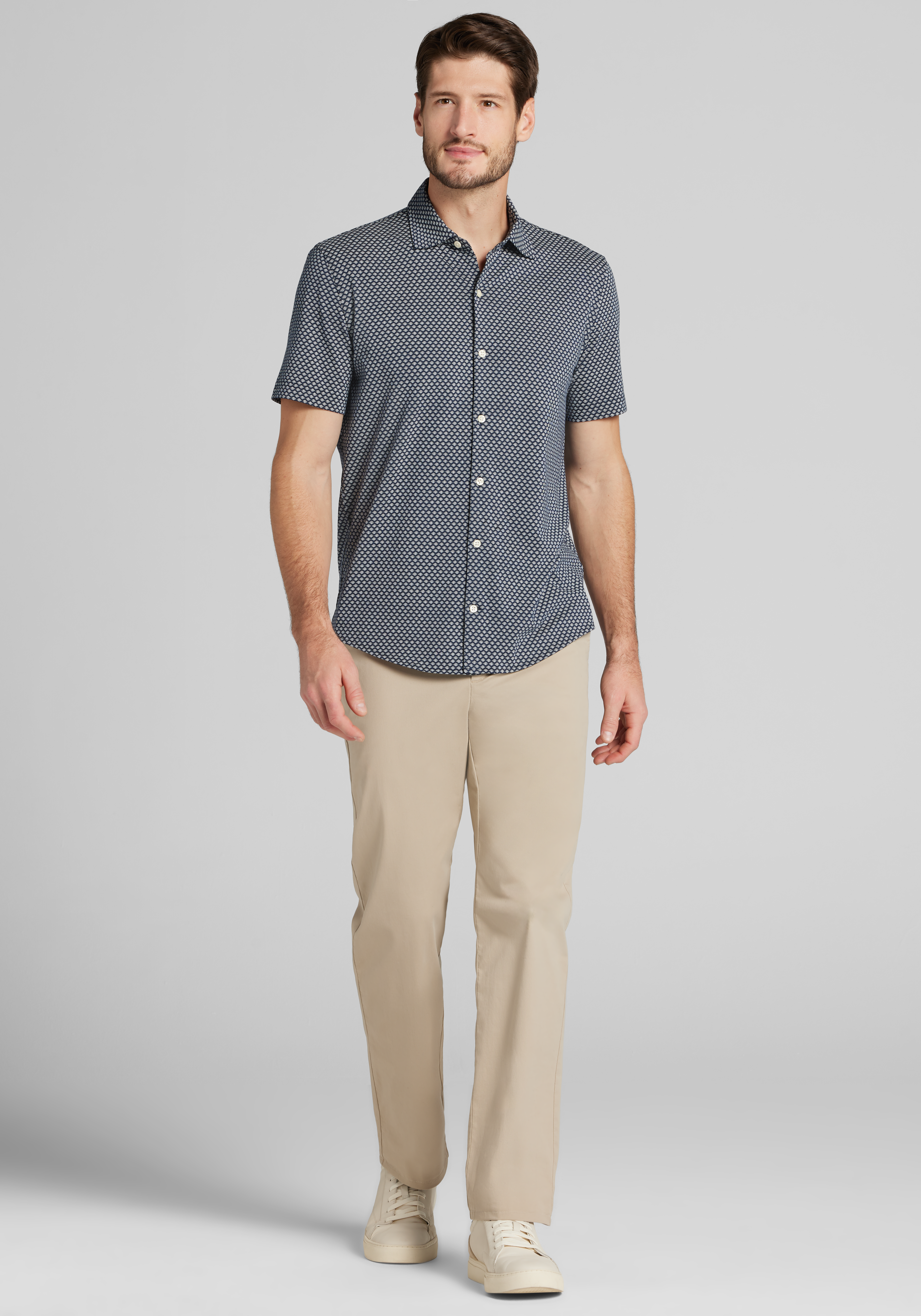 Jos. A. Bank Tailored Fit Small Diamond Short Sleeve Sportshirt