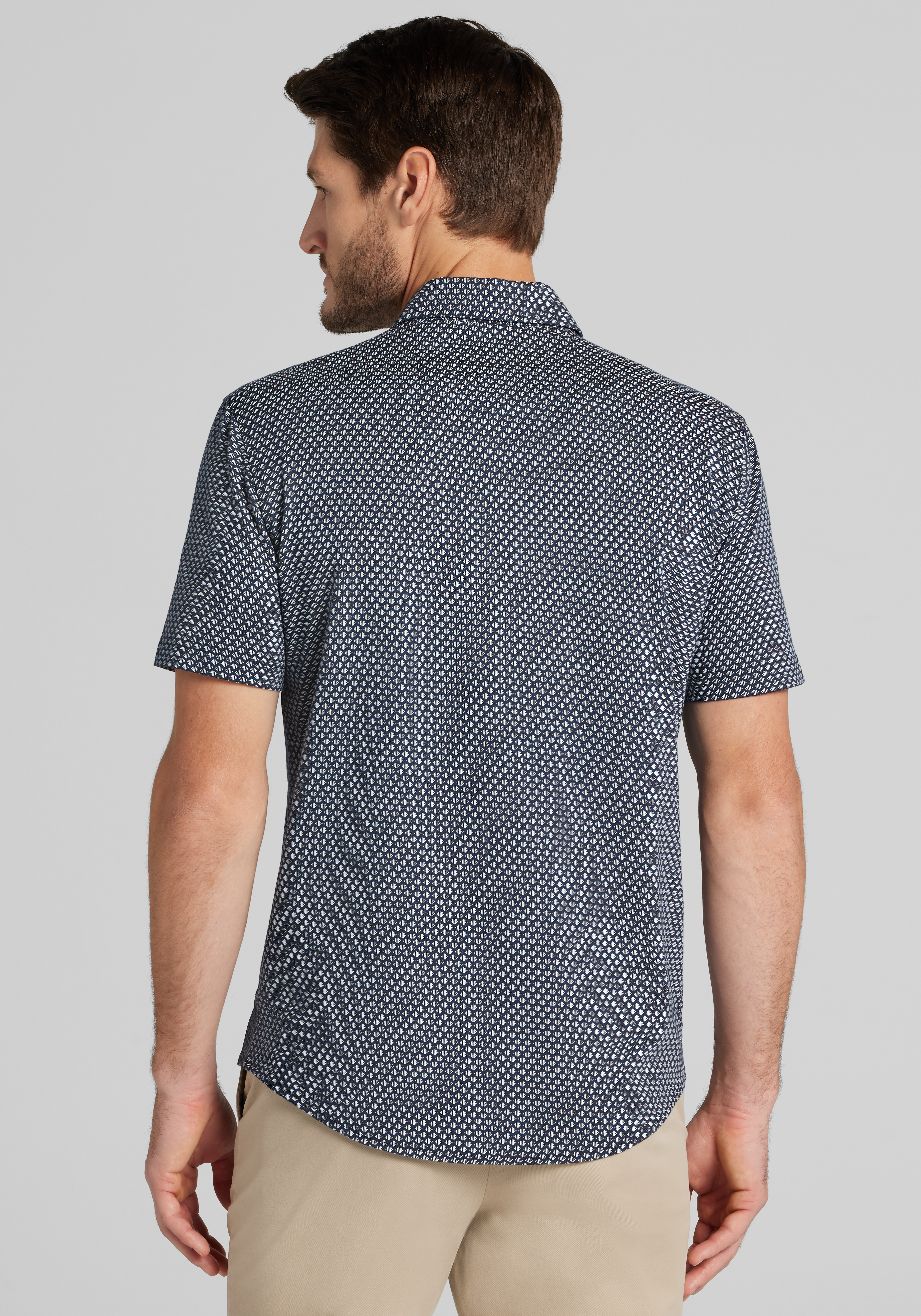 Jos. A. Bank Tailored Fit Small Diamond Short Sleeve Sportshirt