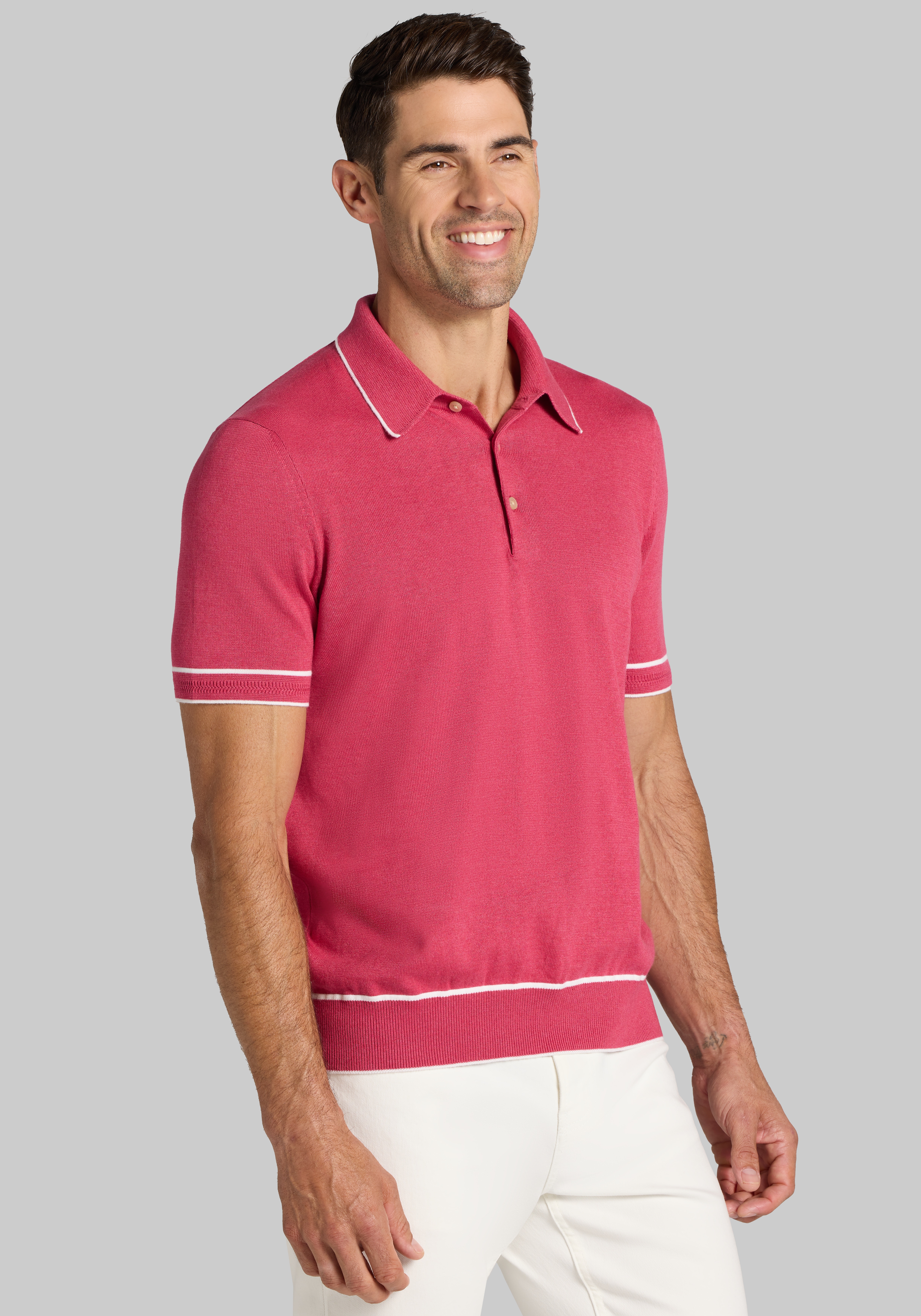 Men's CLEARANCE, Jos. A. Bank Tailored Fit Tipped Polo Sweater CLEARANCE - Jos A Bank