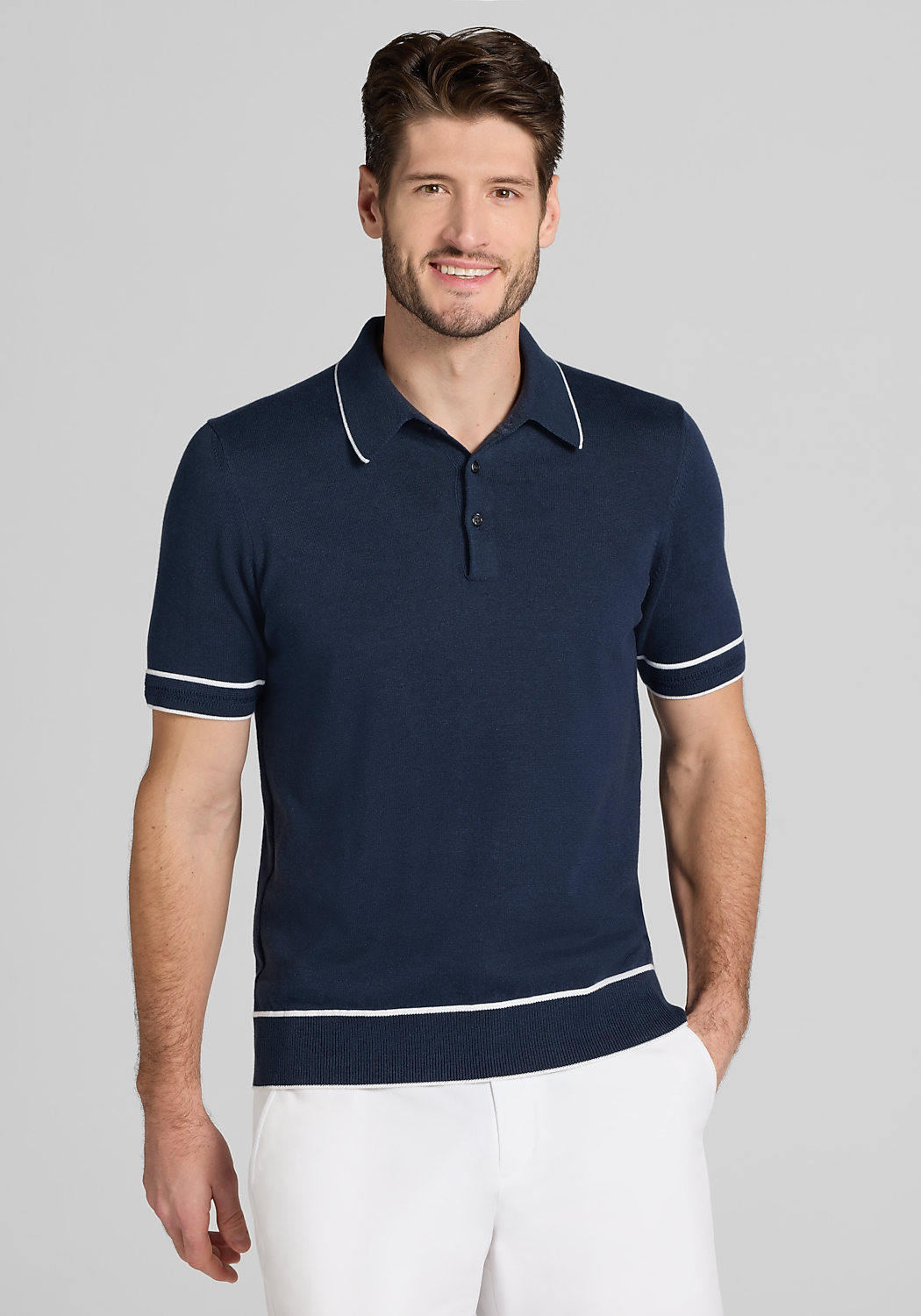 Jos. A. Bank Tailored Fit Tipped Polo Sweater - Big & Tall