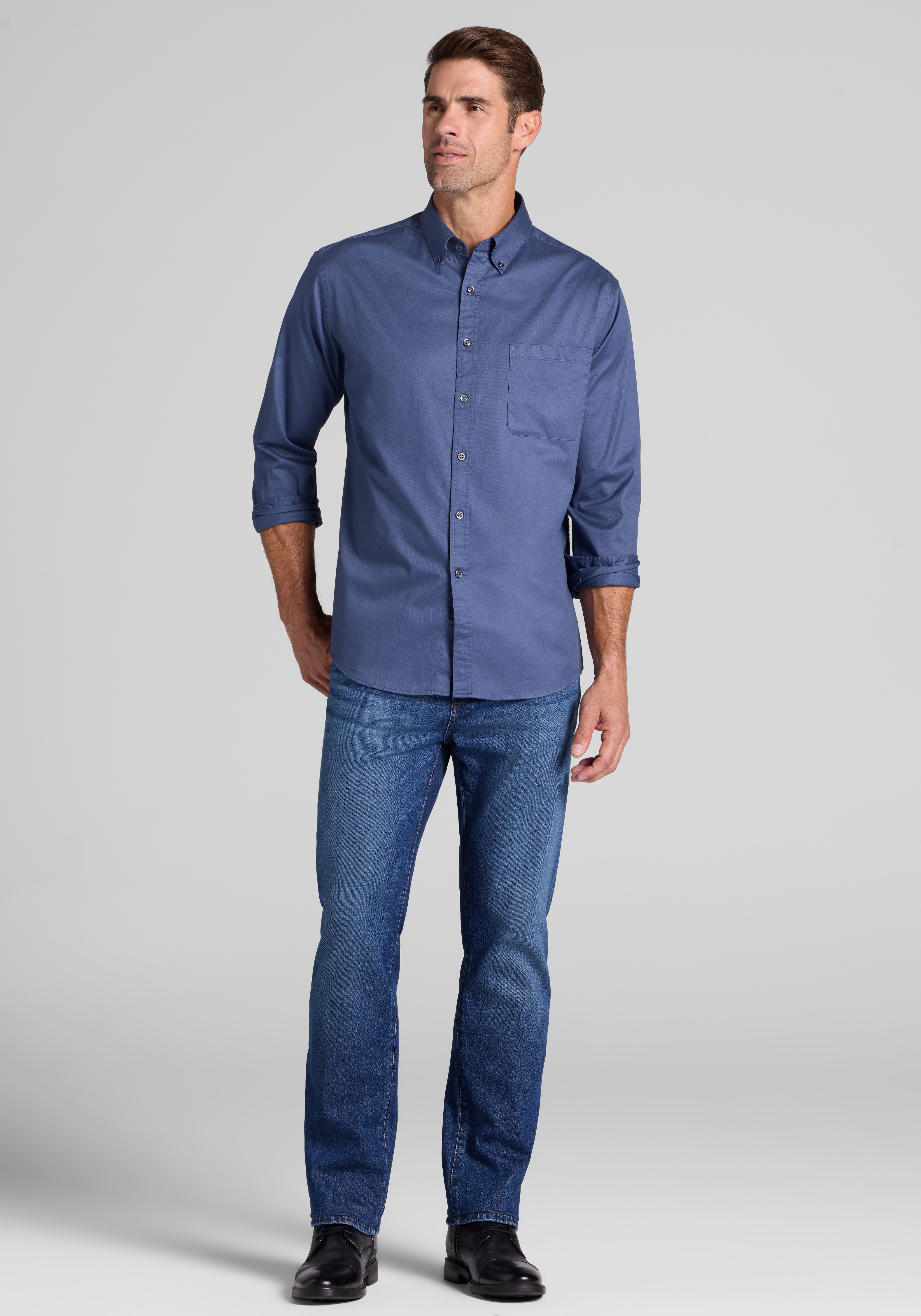 Jos. A. Bank Tailored Fit Solid Twill Button Up Shirt