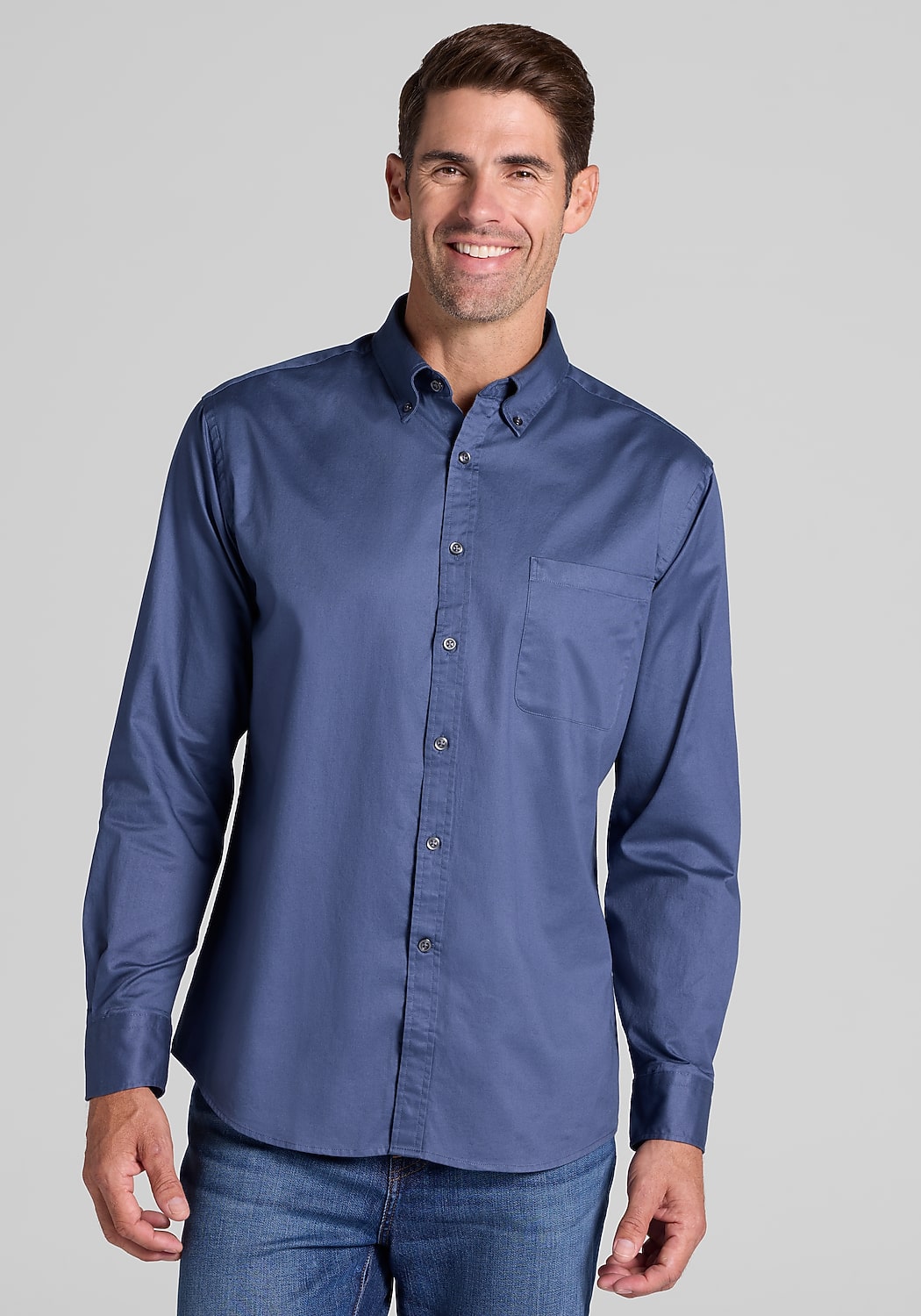Jos. A. Bank Tailored Fit Solid Twill Button Up Shirt