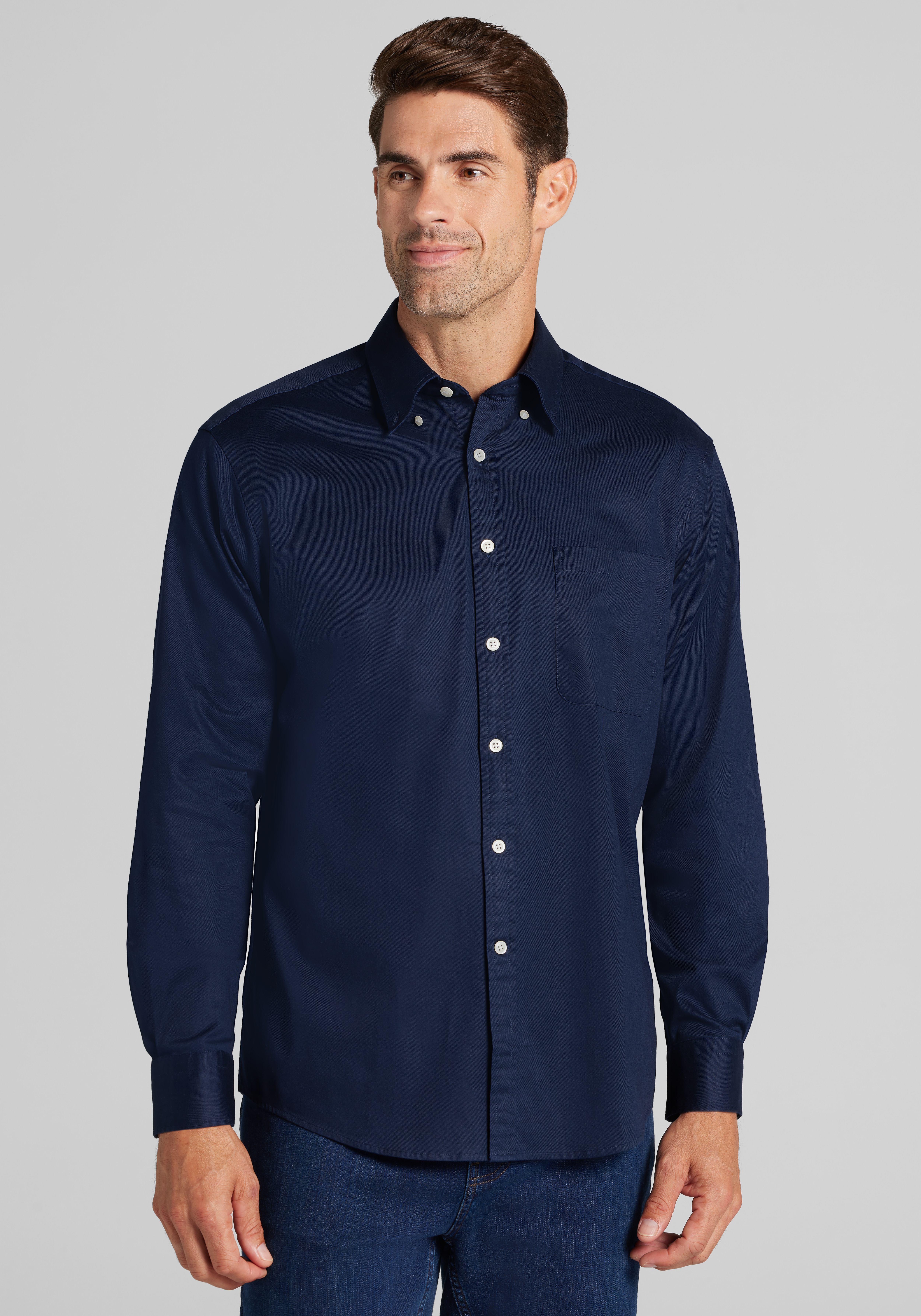Men's FLYOUT_CATEGORY, Jos. A. Bank Tailored Fit Solid Twill Button Up Shirt - Big & Tall - Jos A Bank