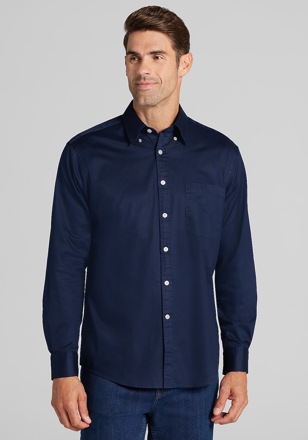 Jos. A. Bank Tailored Fit Solid Twill Button Up Shirt