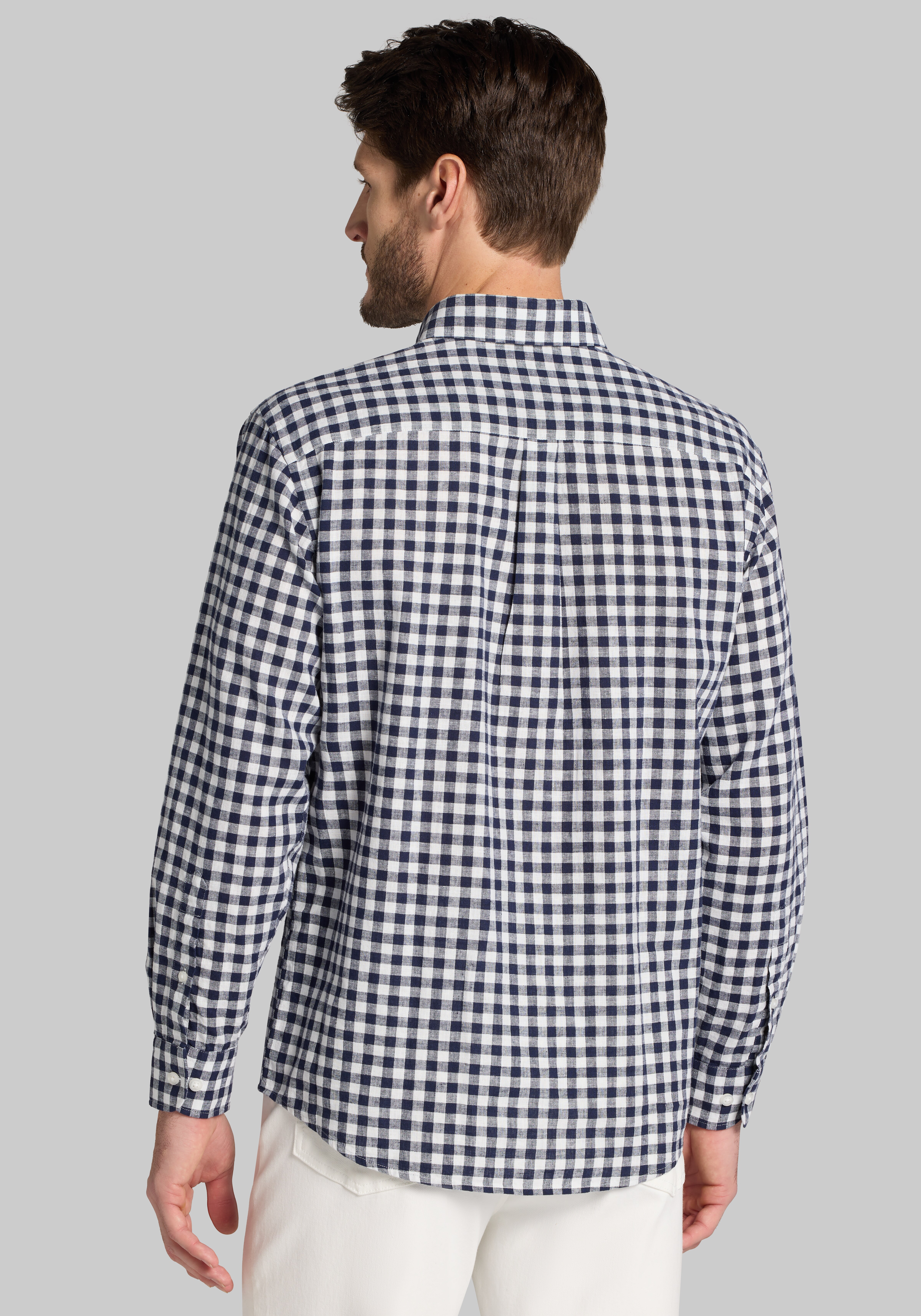 Jos. A. Bank Tailored Fit Linen Blend Check Sportshirt