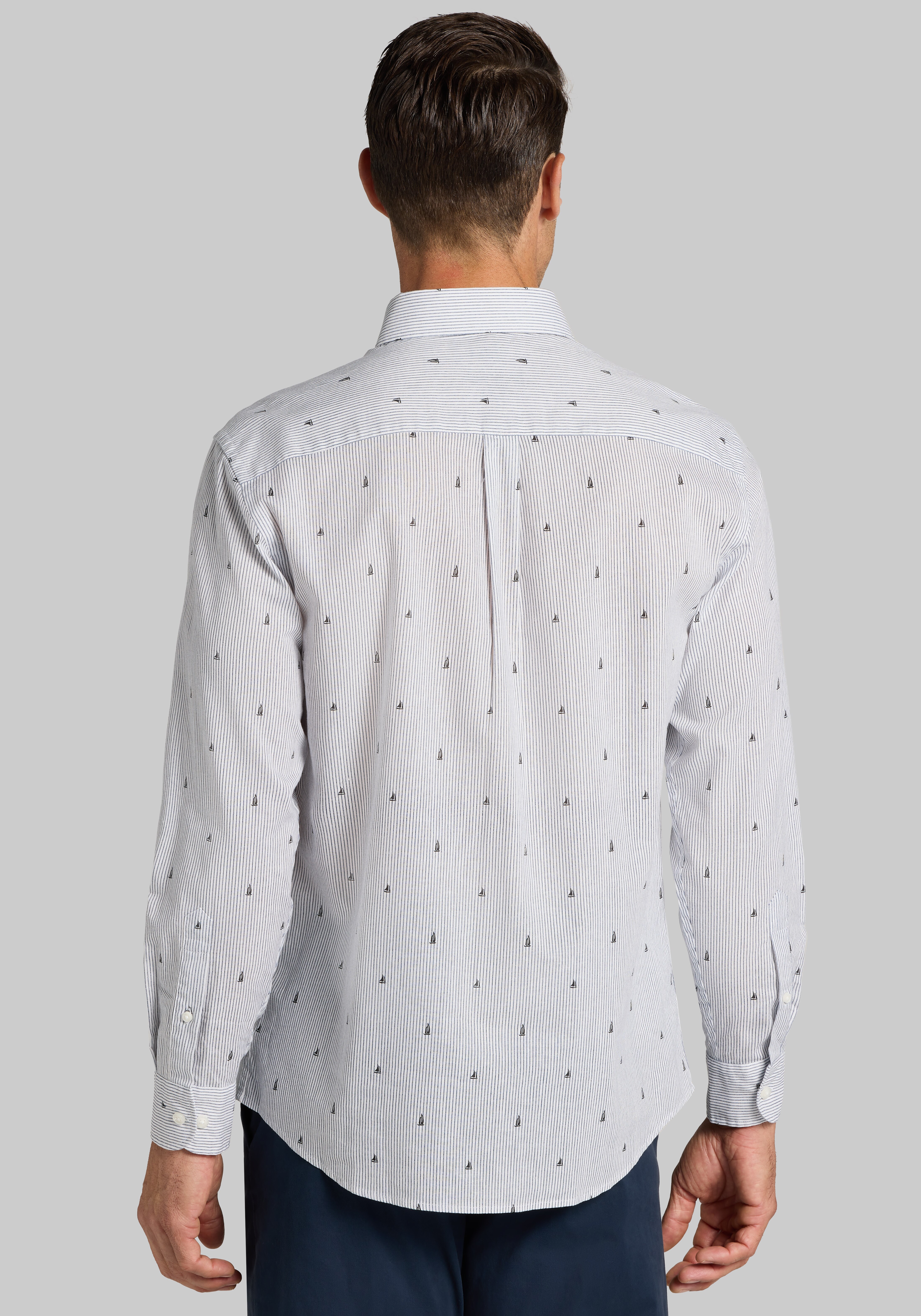 Jos. A. Bank Tailored Fit Linen Blend Nautical Pinstripe Sportshirt