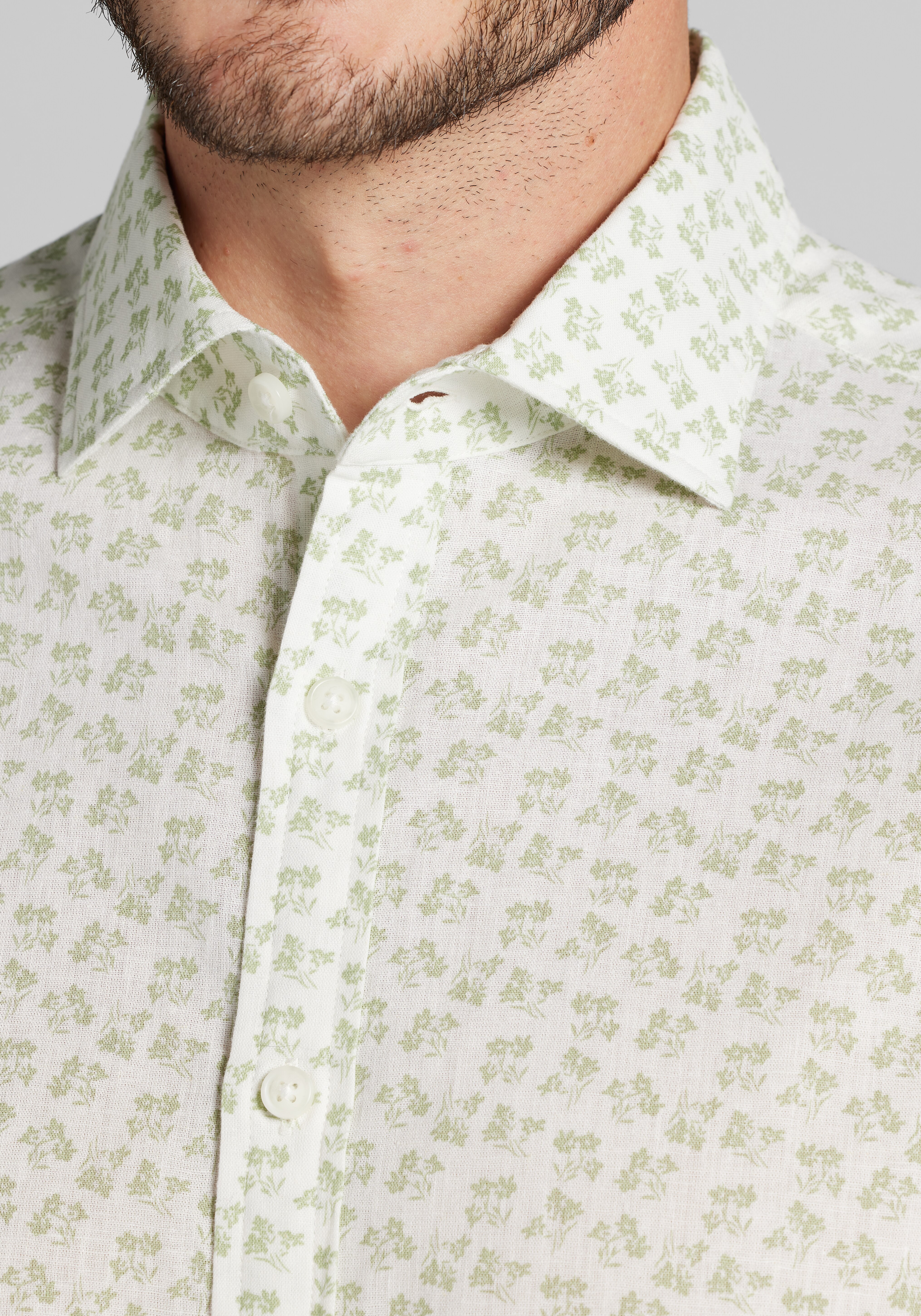 Jos. A. Bank Tailored Fit Mini Floral Cluster Sportshirt