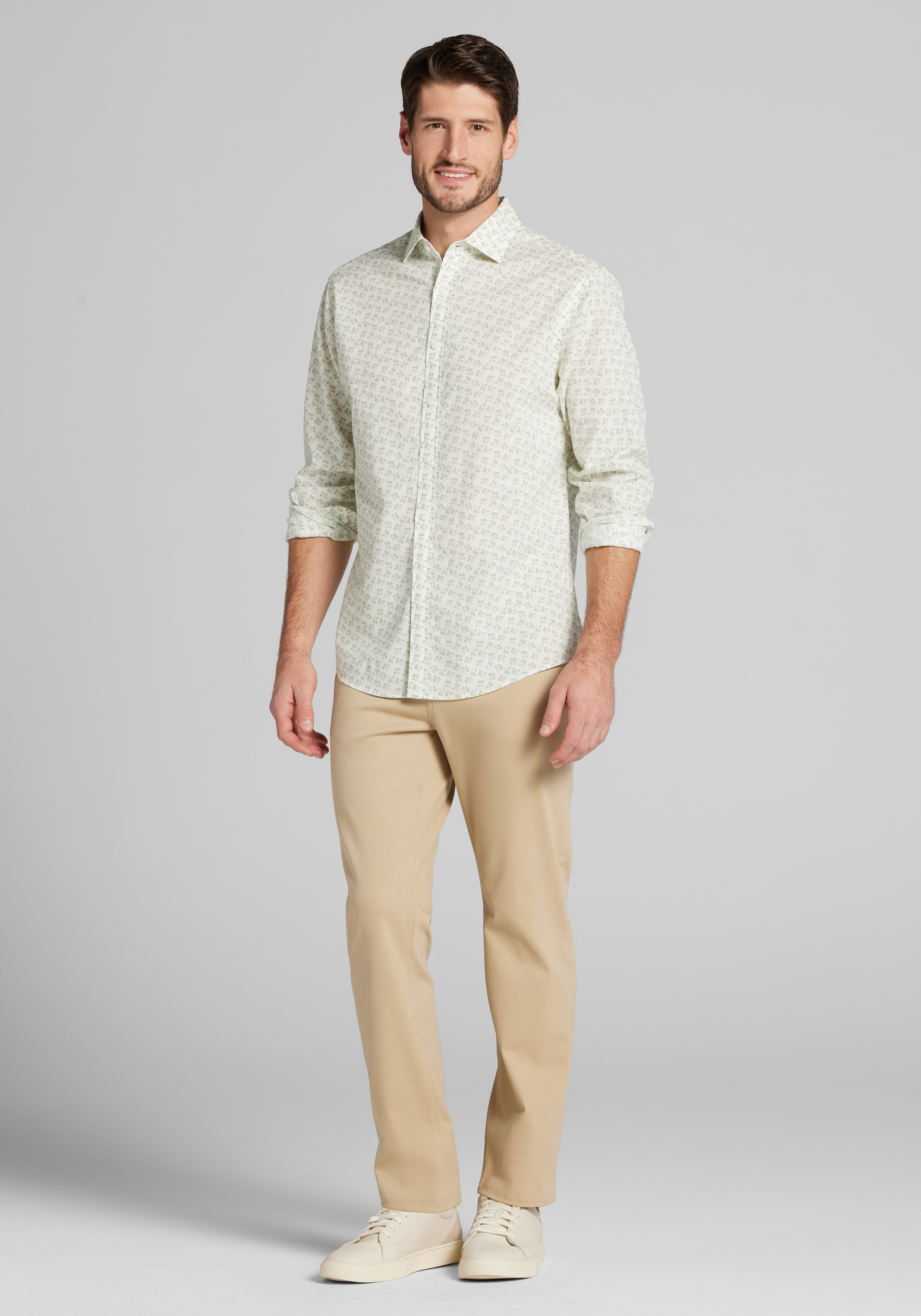 Jos. A. Bank Tailored Fit Mini Floral Cluster Sportshirt