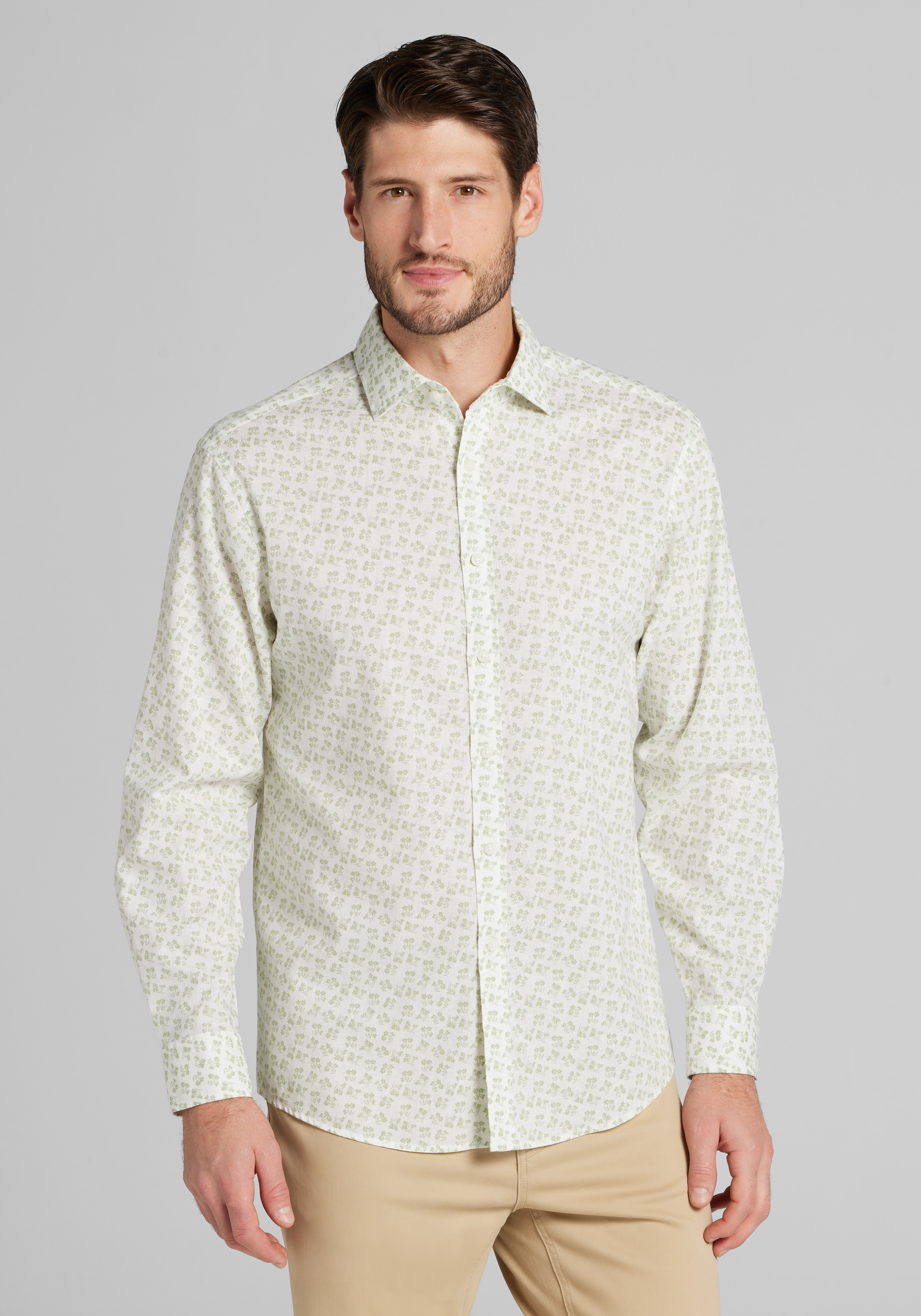Jos. A. Bank Tailored Fit Mini Floral Cluster Sportshirt CLEARANCE