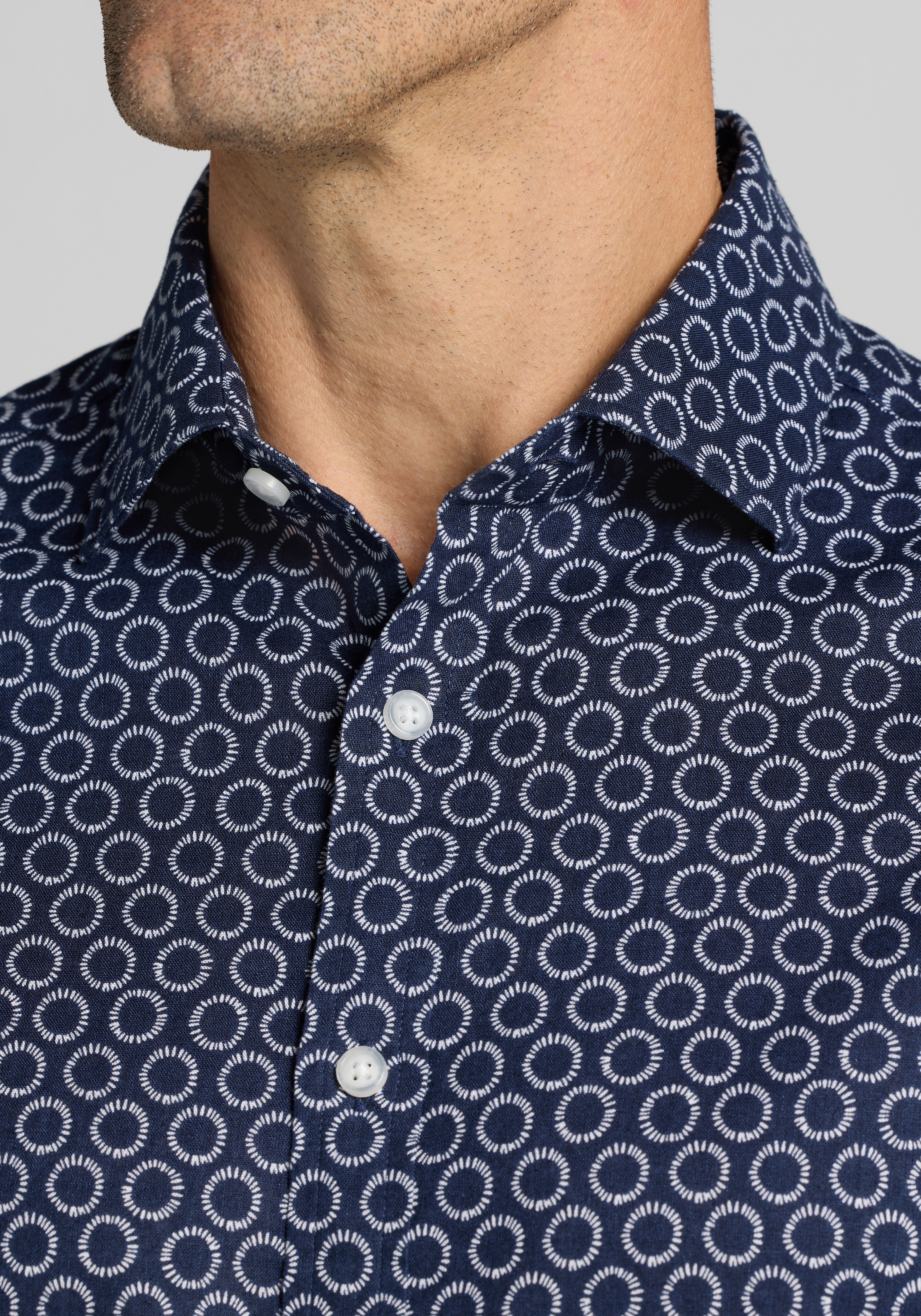 Jos. A. Bank Tailored Fit Linen Blend Circle Button Up Shirt - Big & Tall CLEARANCE