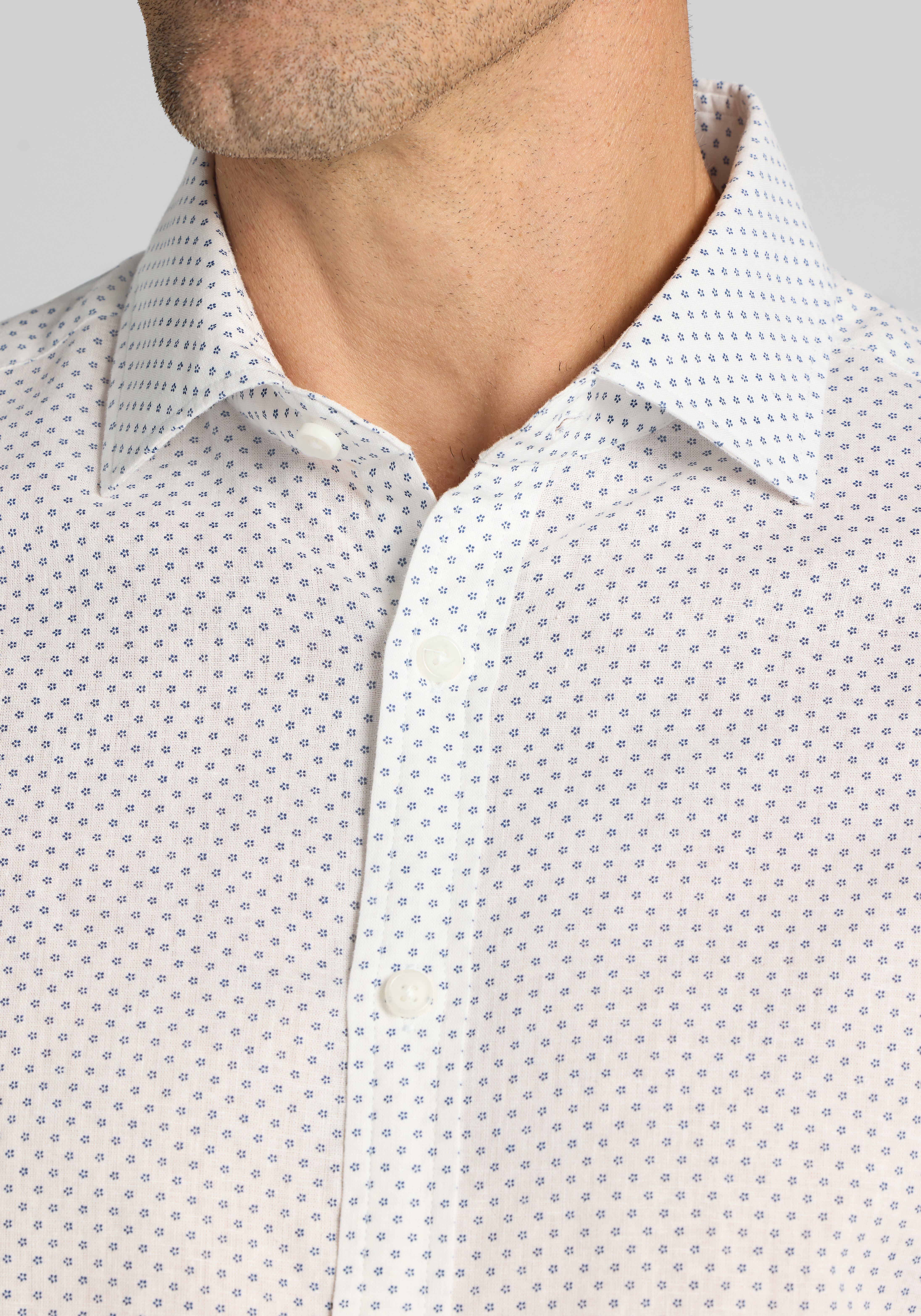 Jos. A. Bank Tailored Fit Linen Blend Mini Daisy Sportshirt